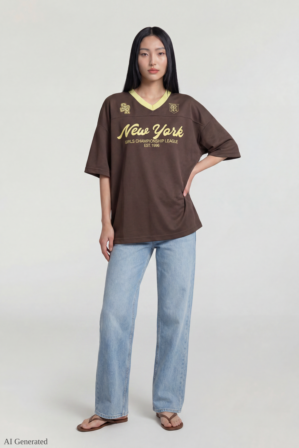 Alt View 3. Graphic Mesh Jersey - Brown