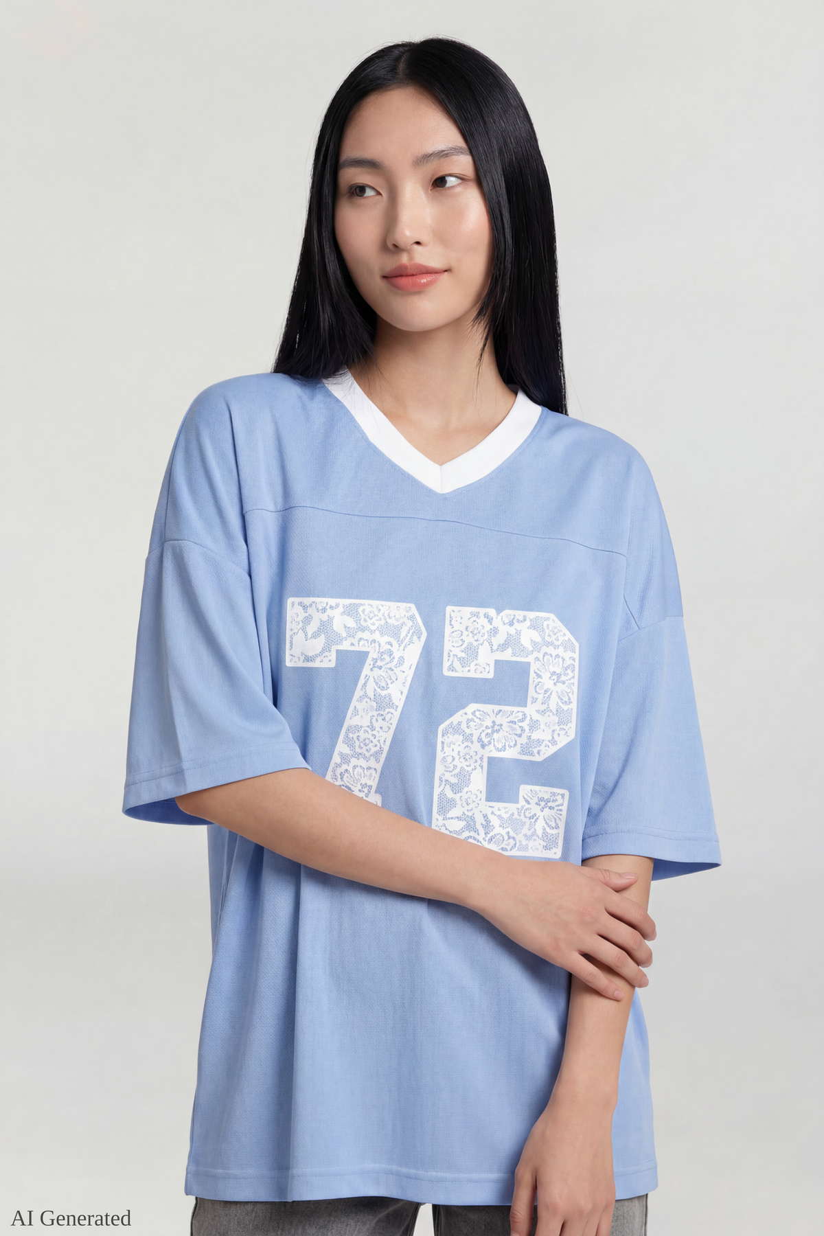 Graphic Mesh Jersey - Light Blue