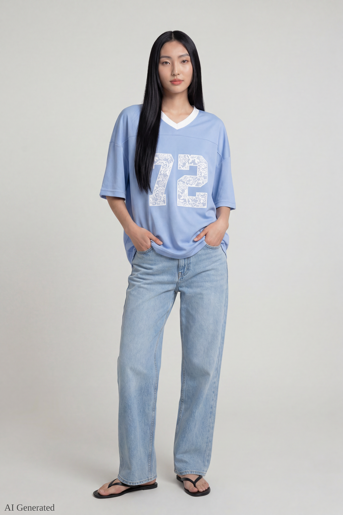 Alt View 3. Graphic Mesh Jersey - Light Blue