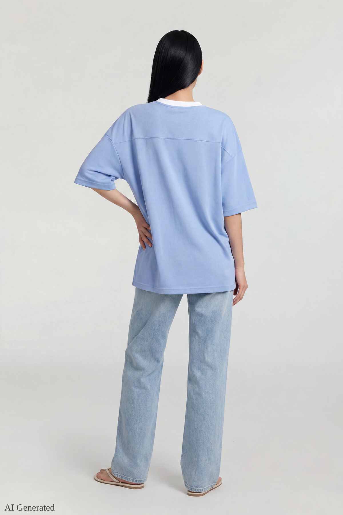 Alt View 2. Graphic Mesh Jersey - Light Blue