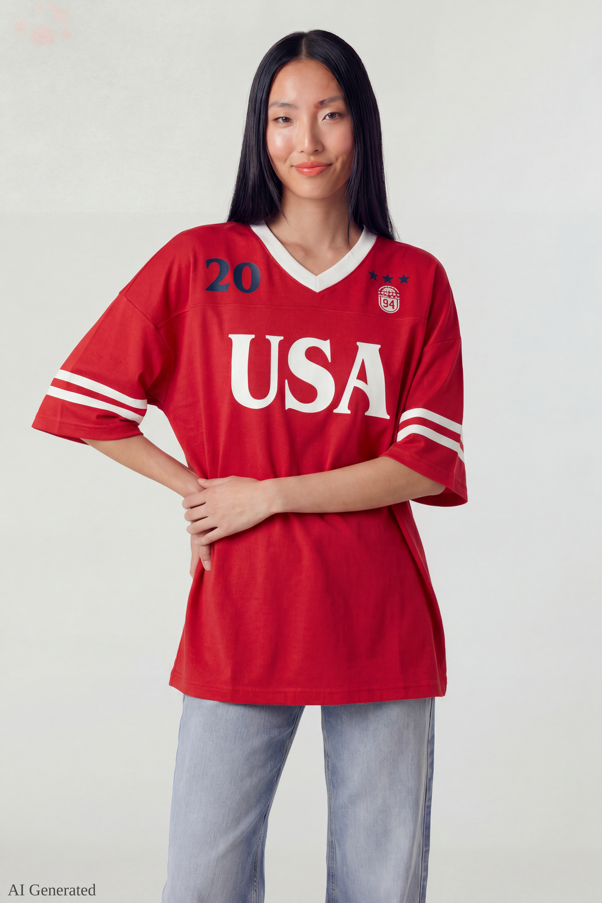 Alt View 2. Graphic Mesh Jersey - Red