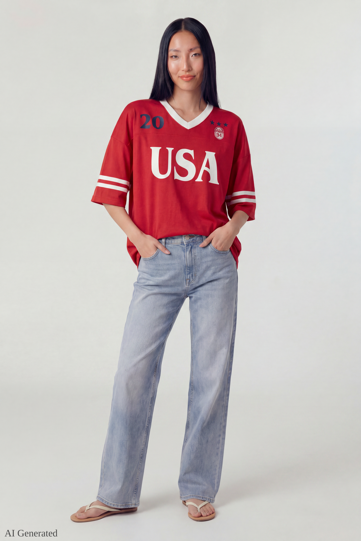 Alt View 4. Graphic Mesh Jersey - Red