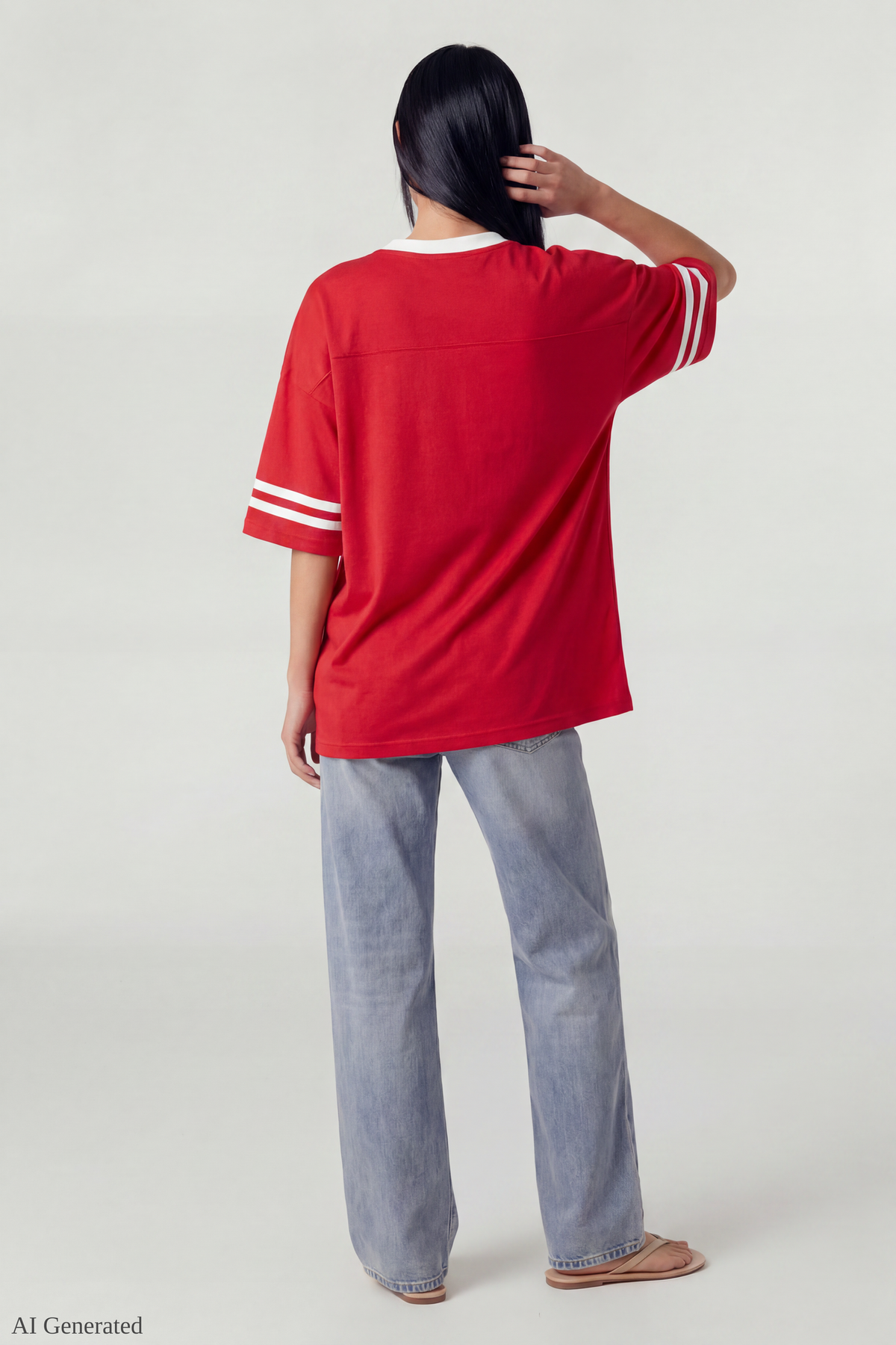 Alt View 3. Graphic Mesh Jersey - Red