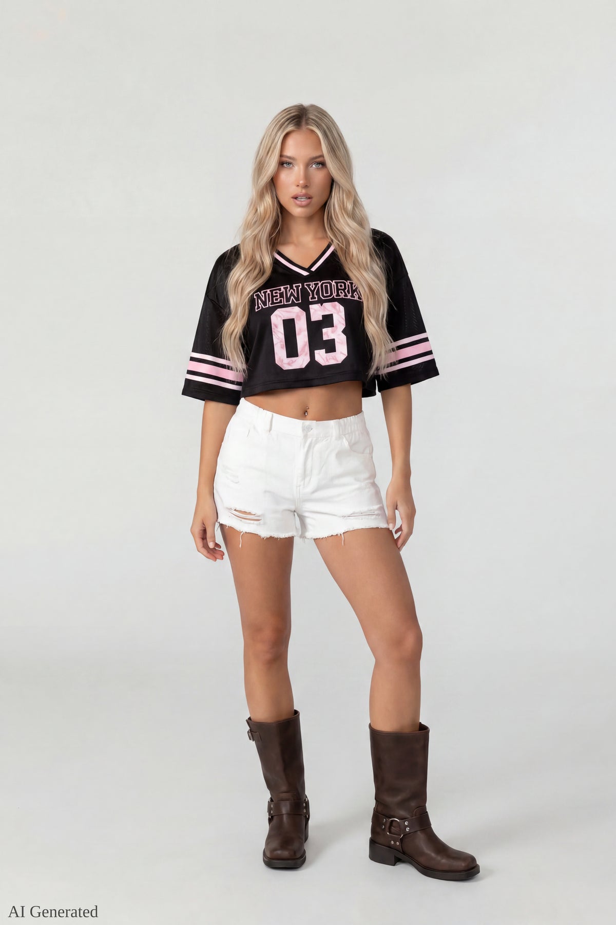 Alt View 2. Mesh Cropped Jersey - Black