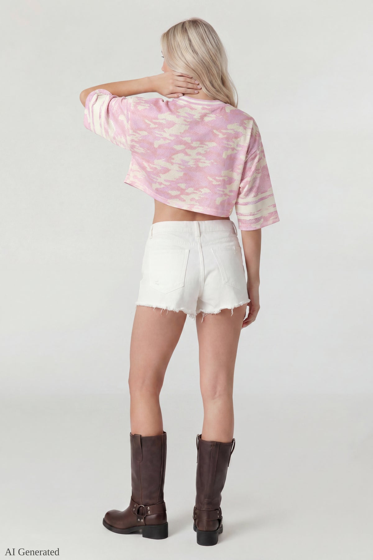 Alt View 3. Mesh Cropped Jersey - Light Pink
