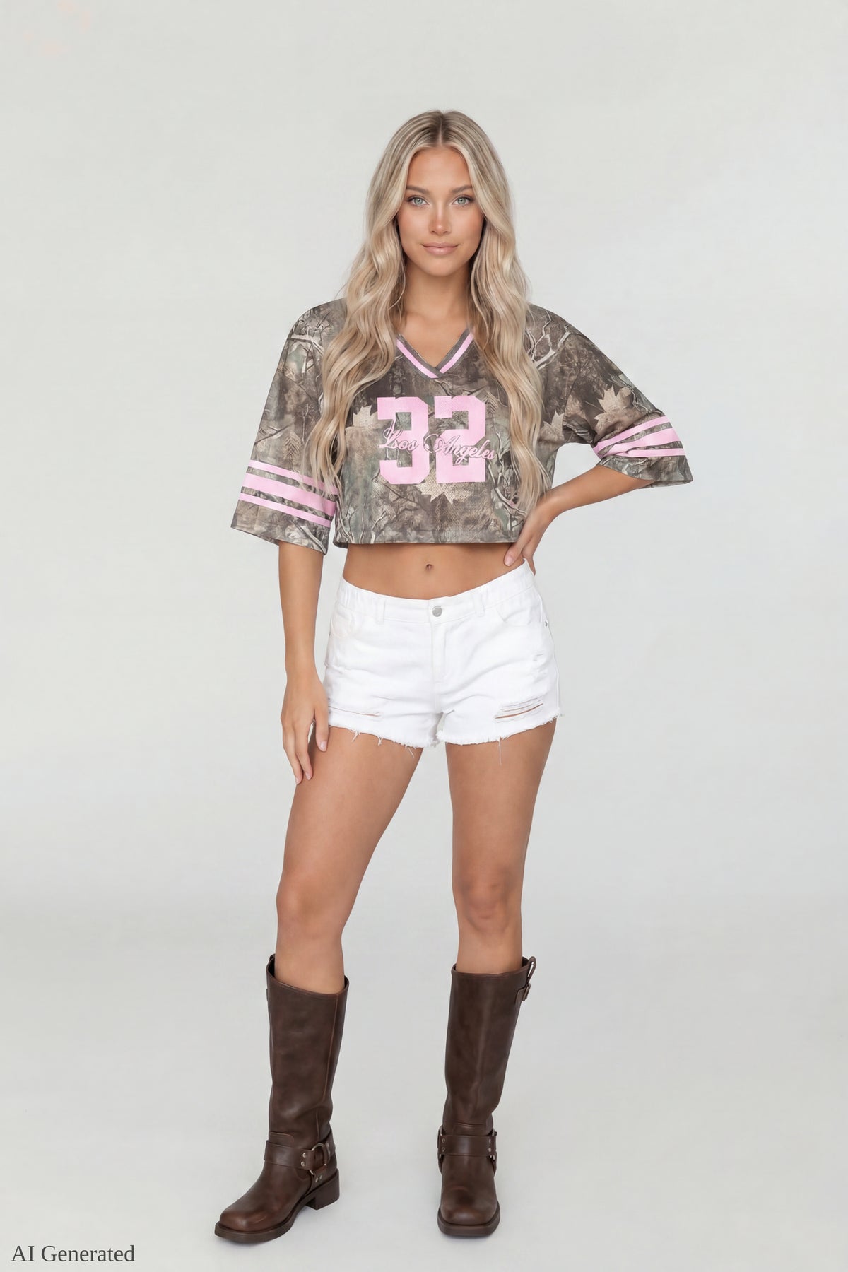 Alt View 2. Mesh Cropped Jersey - Camouflage