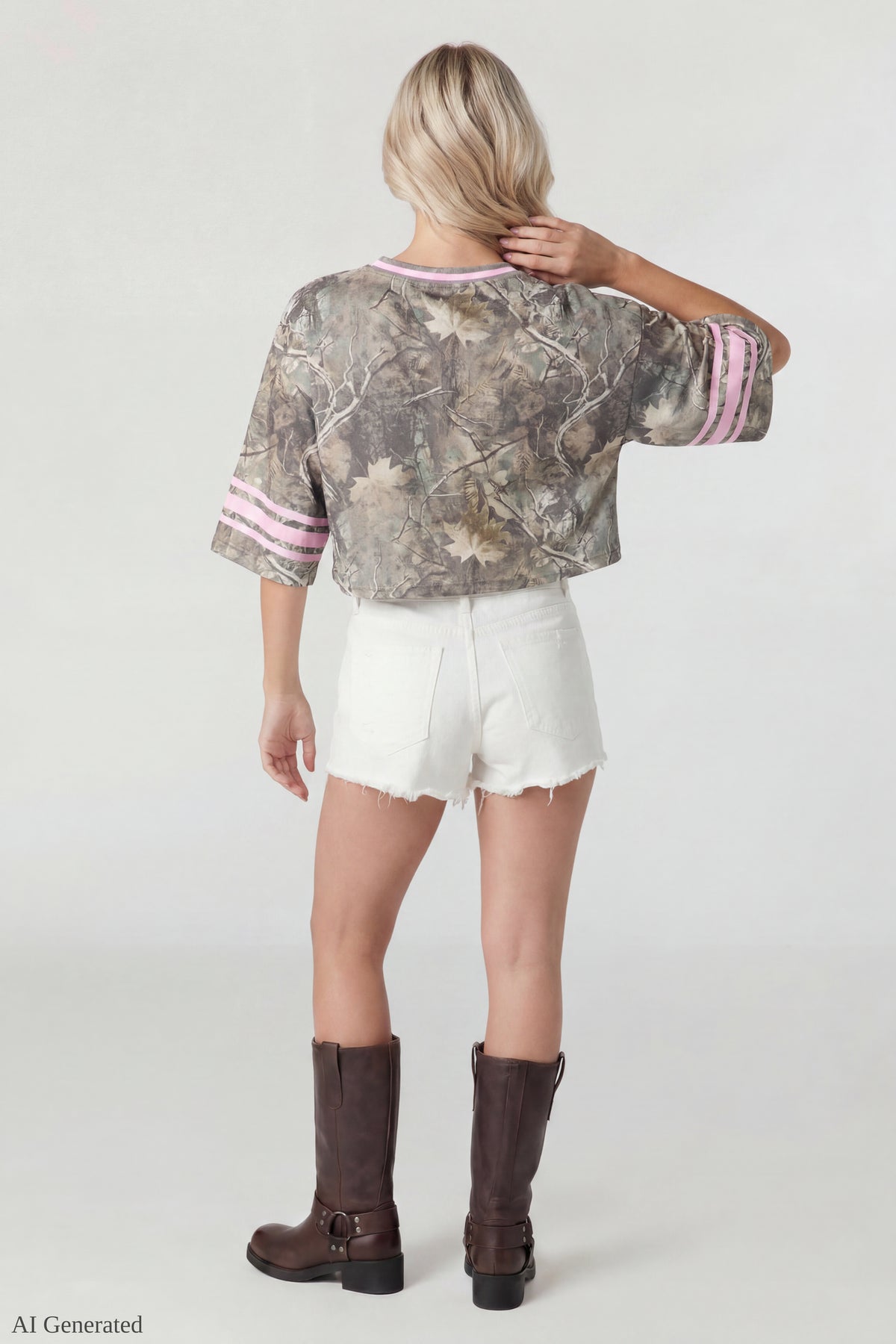 Alt View 3. Mesh Cropped Jersey - Camouflage