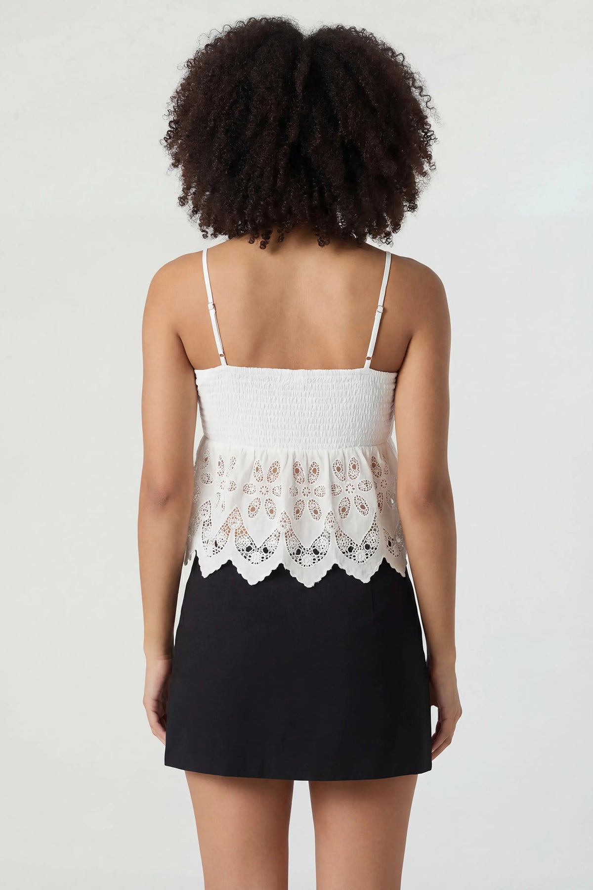 Alt View 2. Eyelet Babydoll Tank - White
