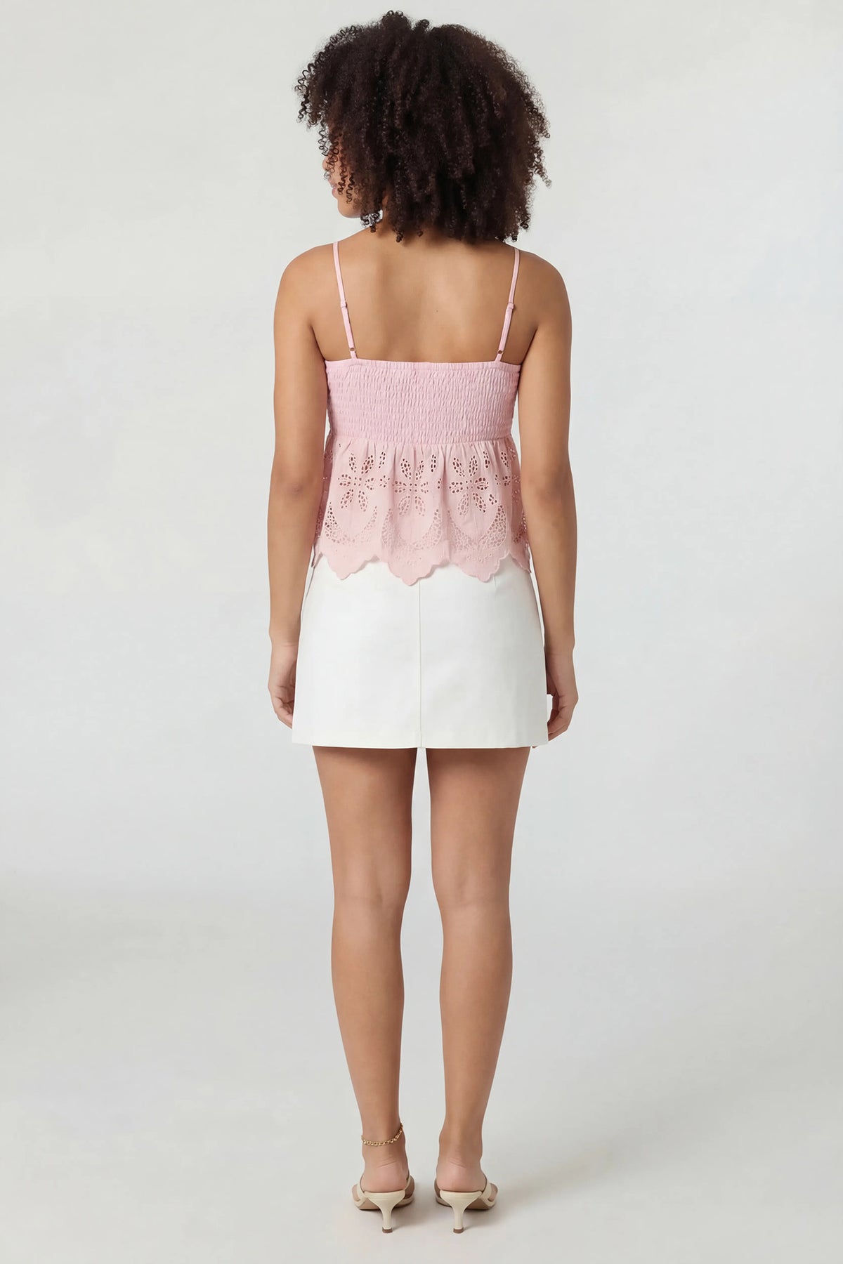 Alt View 2. Eyelet Babydoll Tank - Pink