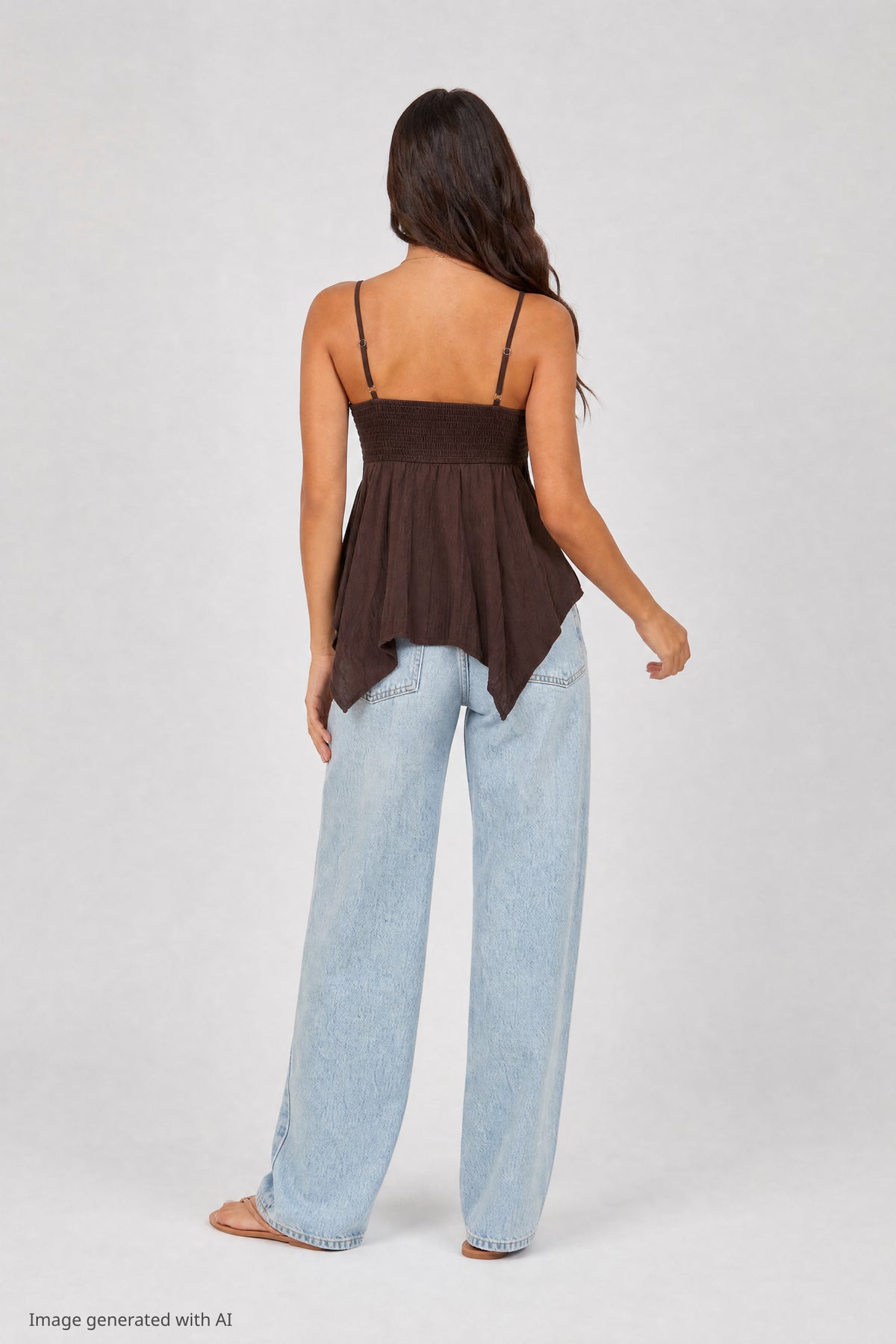 Alt View 2. Surplice Babydoll Tank - Brown