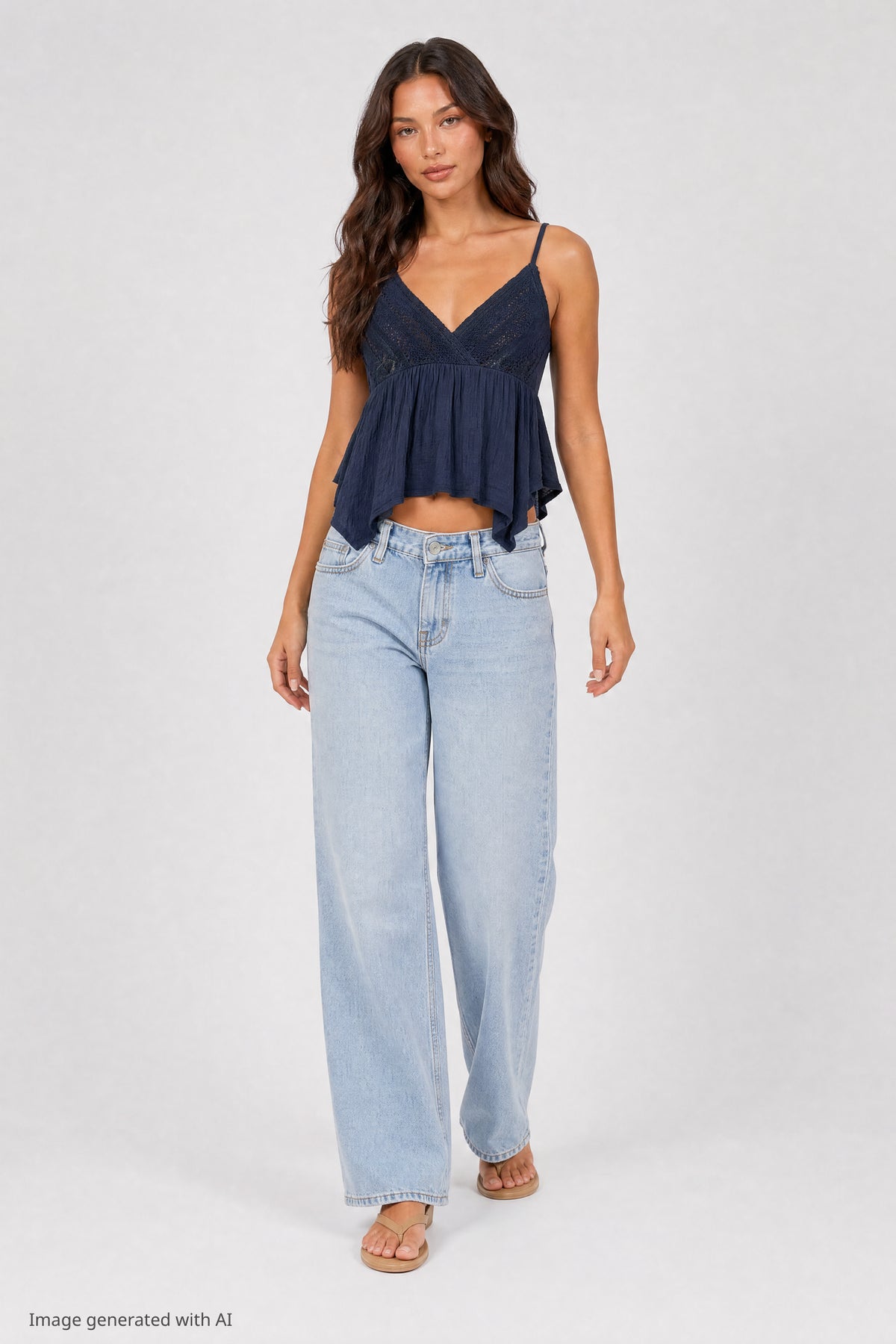 Alt View 3. Surplice Babydoll Tank - Navy