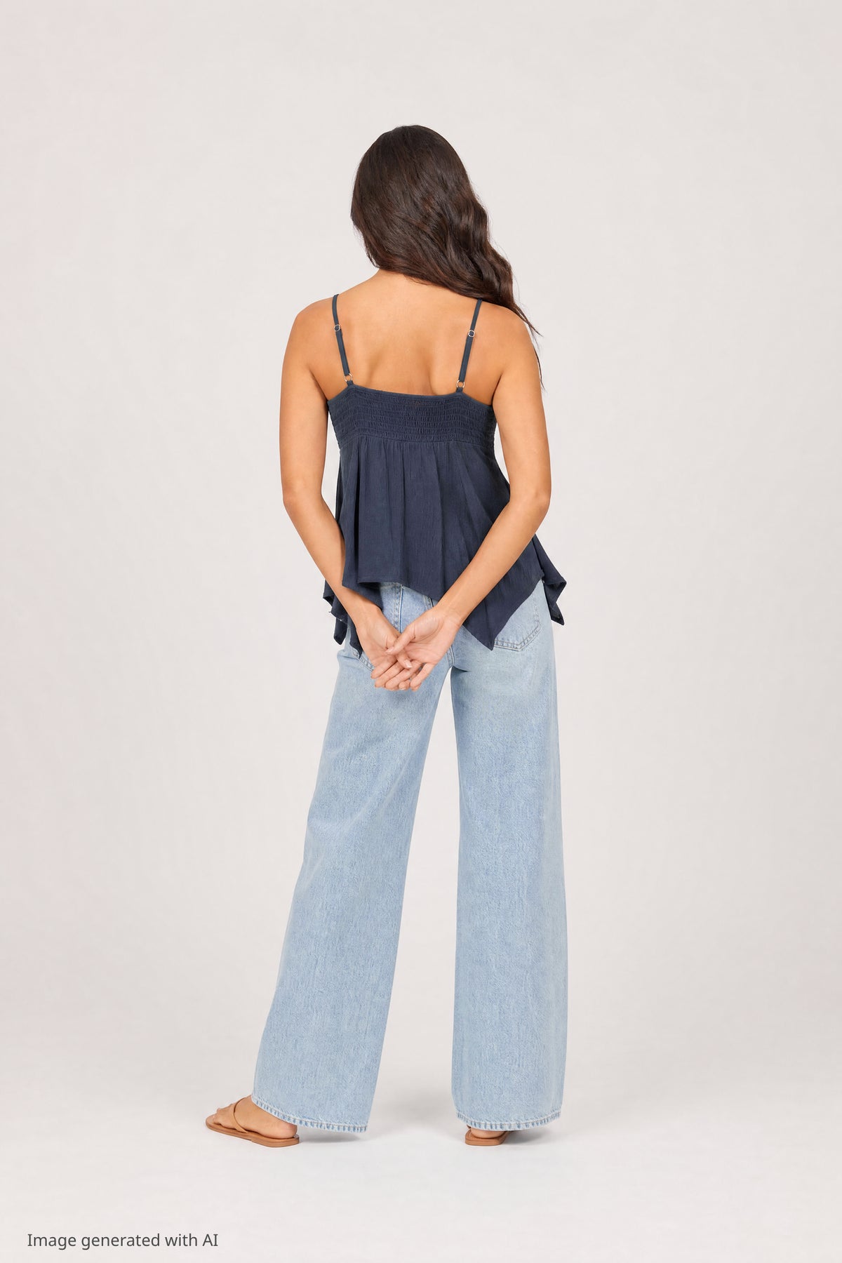 Alt View 2. Surplice Babydoll Tank - Navy