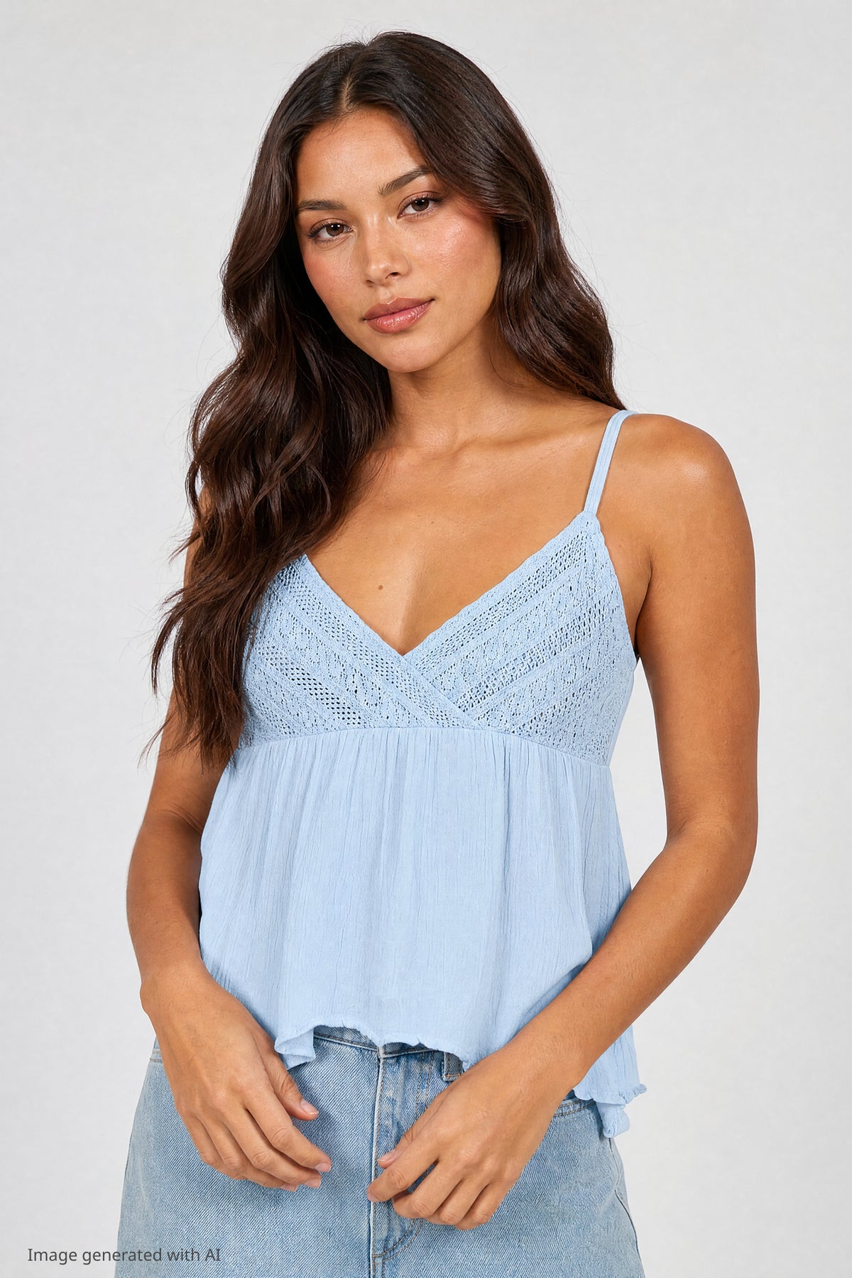 Surplice Babydoll Tank - Baby Blue