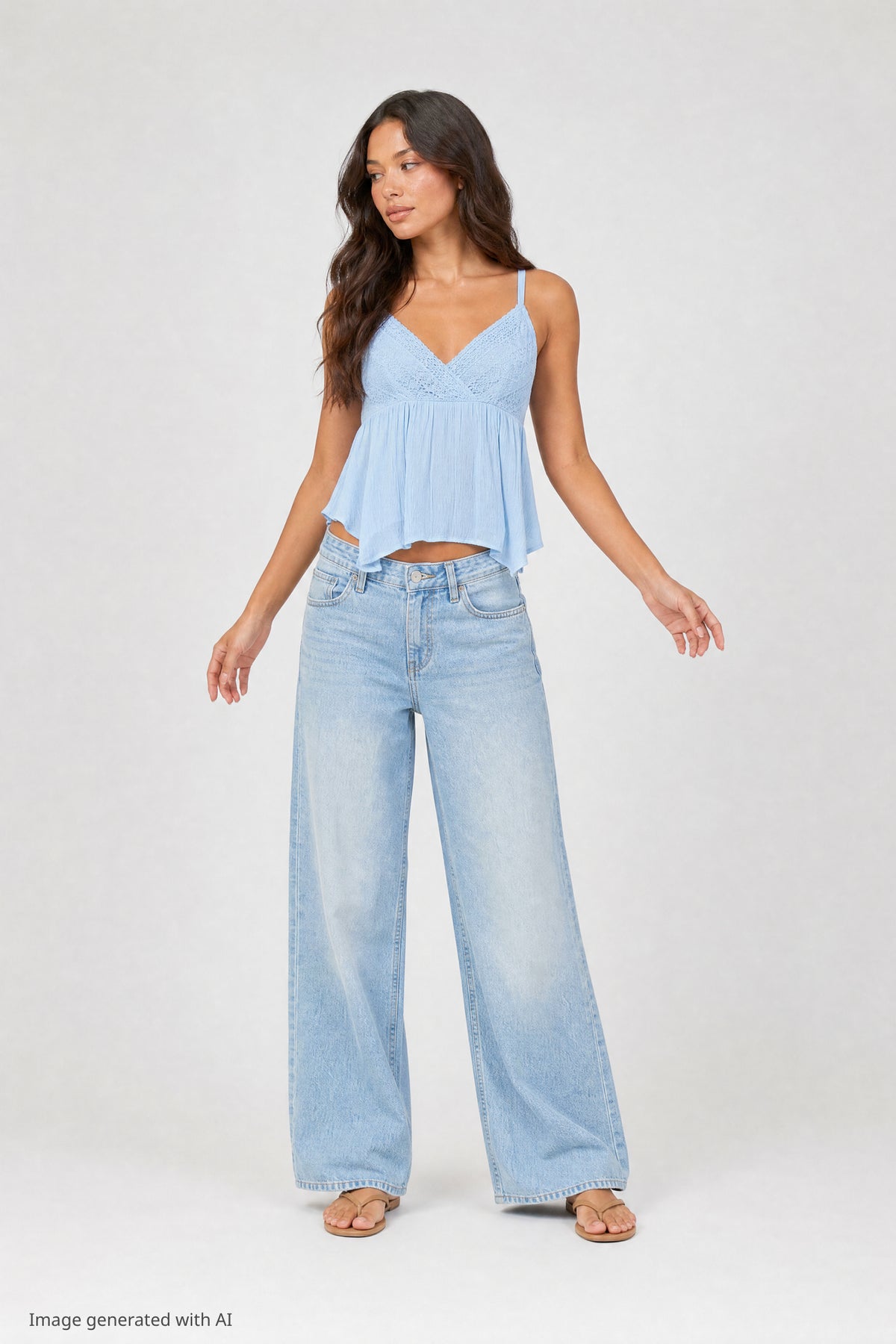 Alt View 3. Surplice Babydoll Tank - Baby Blue
