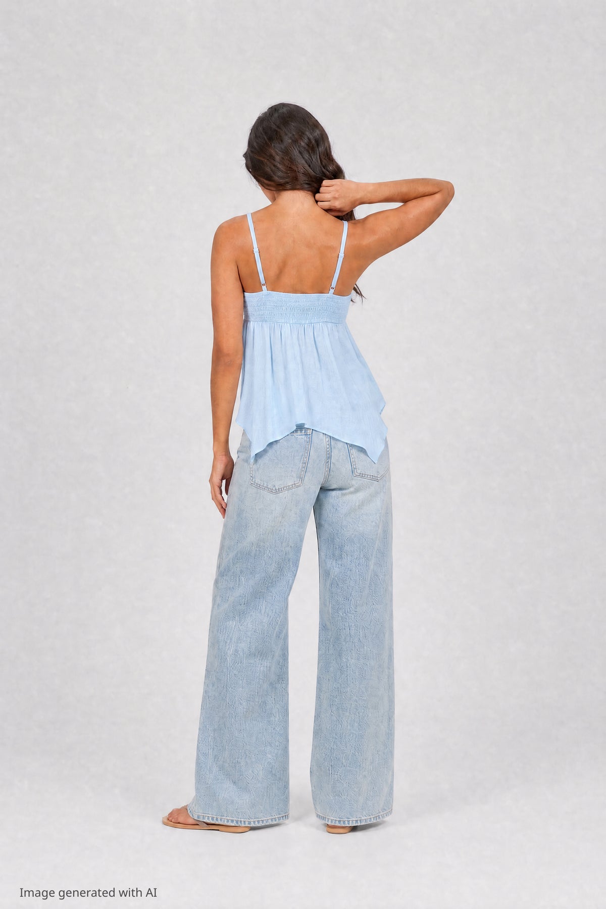 Alt View 2. Surplice Babydoll Tank - Baby Blue