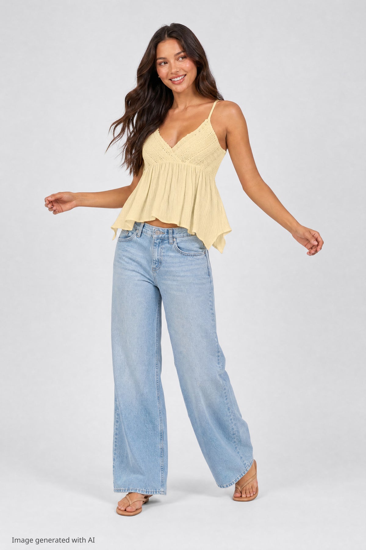 Alt View 3. Surplice Babydoll Tank - Pale Yellow