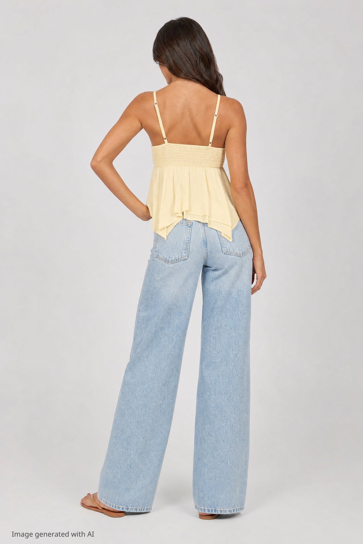 Alt View 2. Surplice Babydoll Tank - Pale Yellow