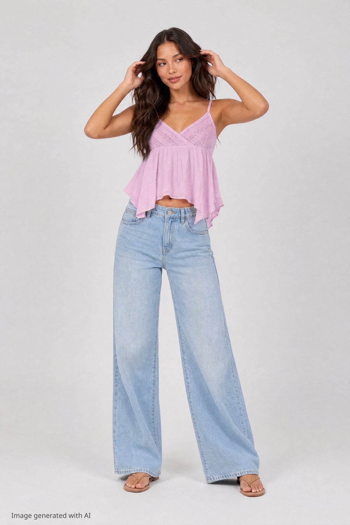 Alt View 3. Surplice Babydoll Tank - Lilac