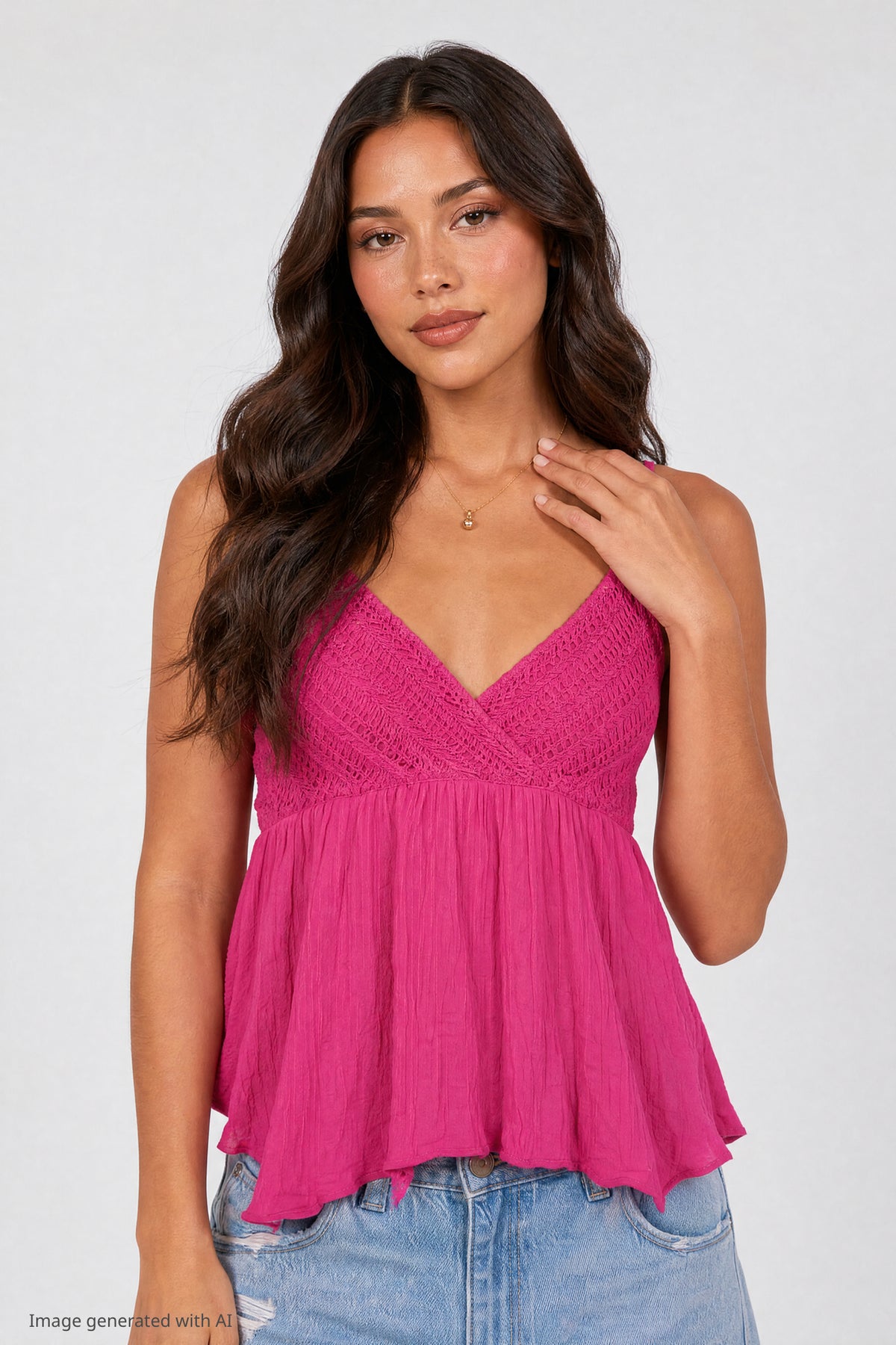 Surplice Babydoll Tank - Fuchsia