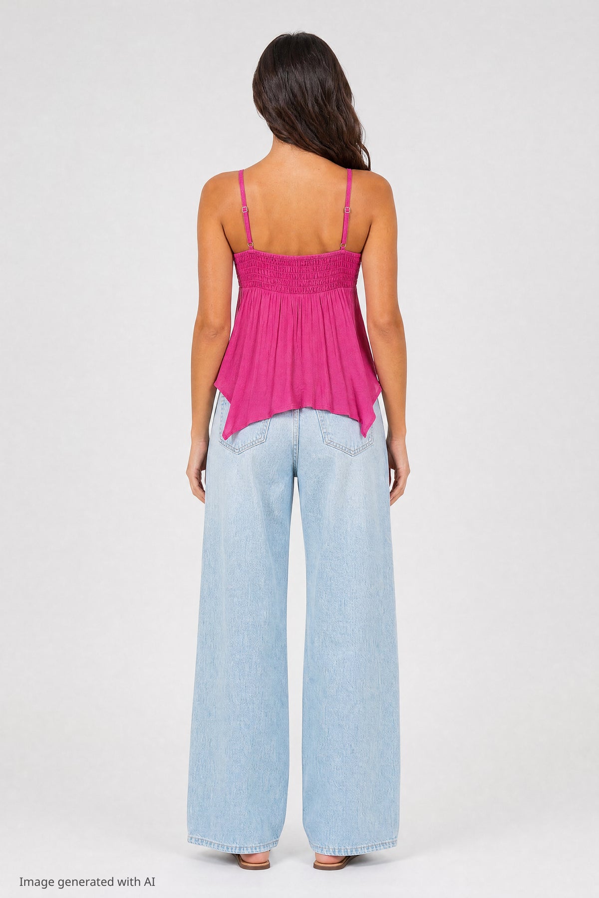Alt View 2. Surplice Babydoll Tank - Fuchsia