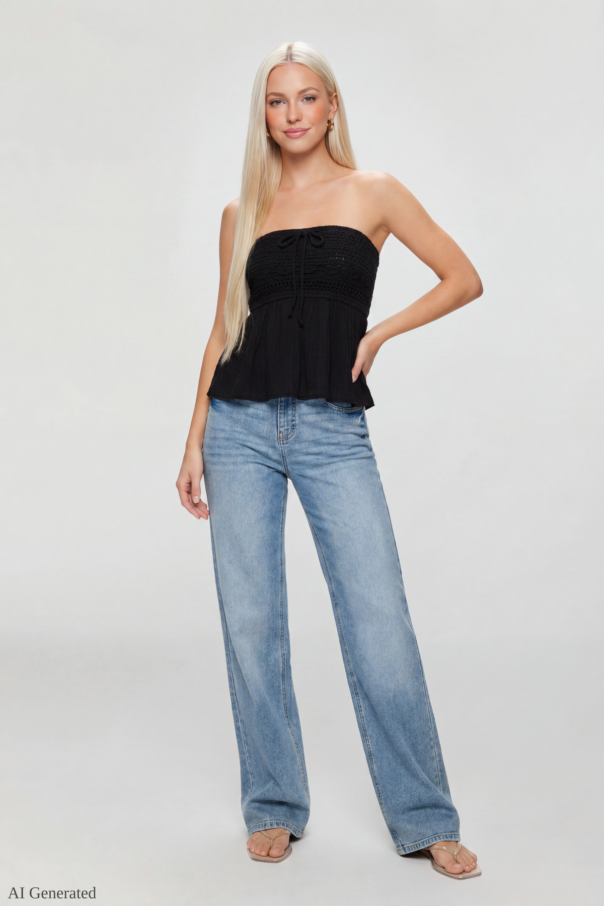 Alt View 3. Crochet Tube Top - Black
