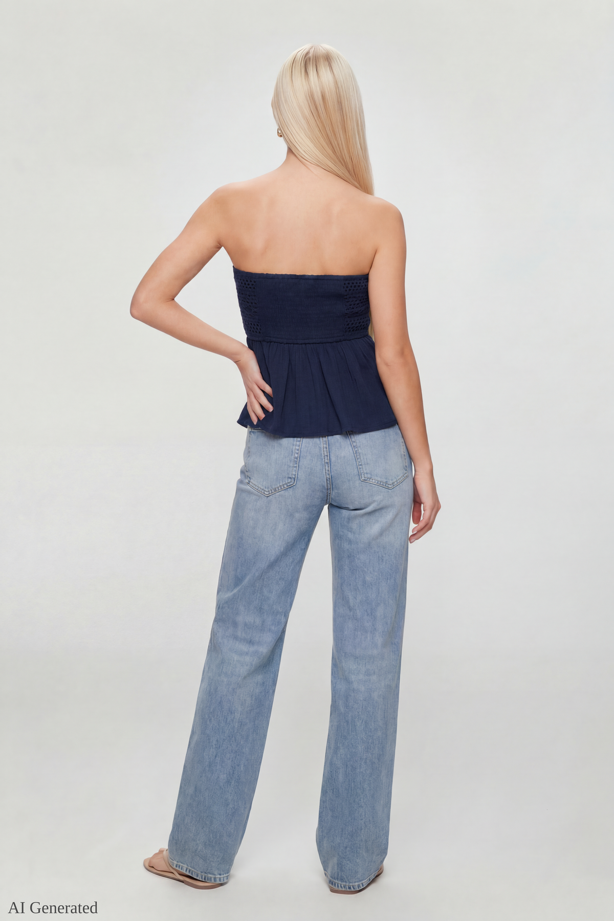 Alt View 2. Crochet Tube Top - Navy
