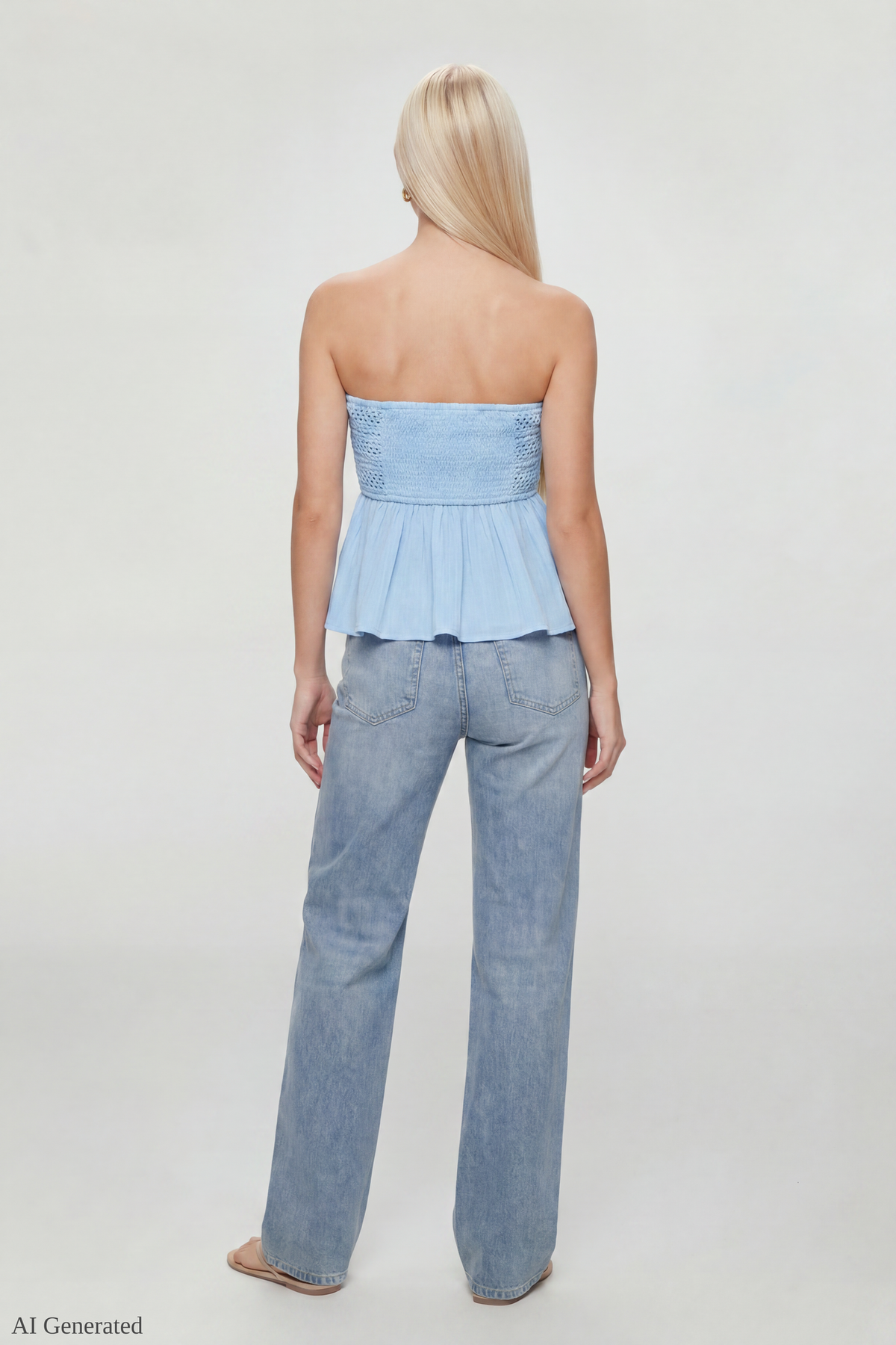Alt View 2. Crochet Tube Top - Baby Blue
