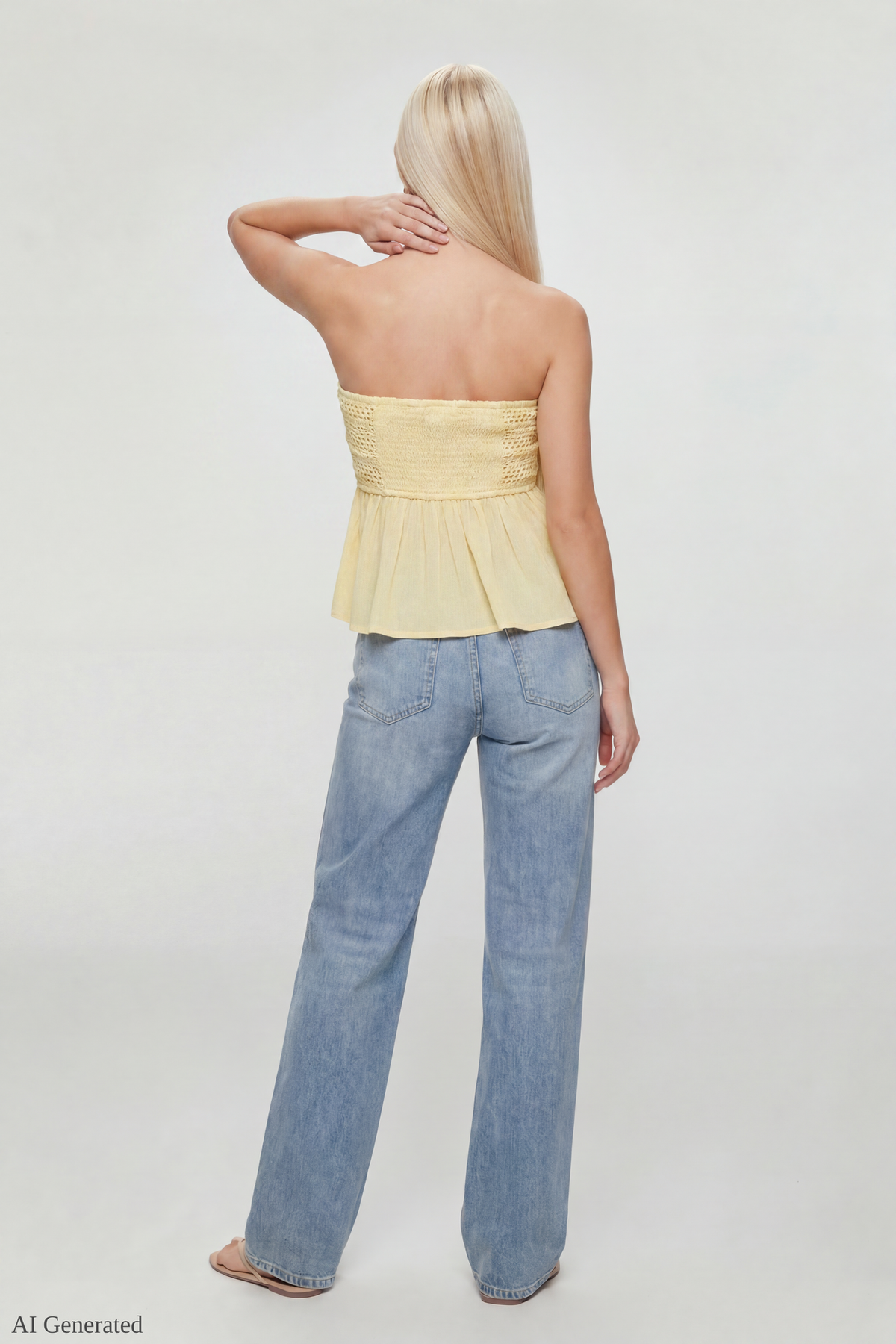 Alt View 2. Crochet Tube Top - Pale Yellow