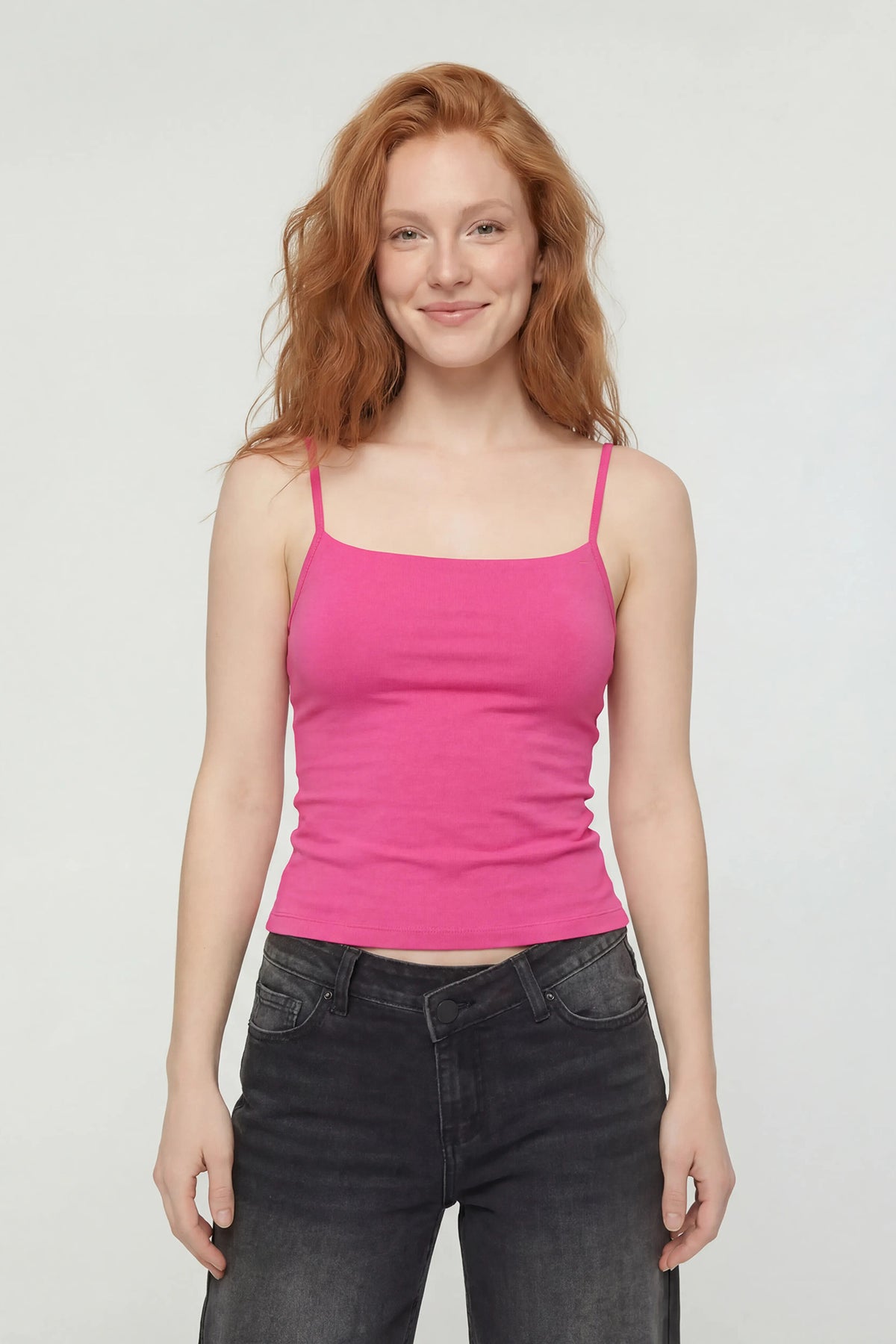 Braless Scoop Neck Cami - Fuchsia