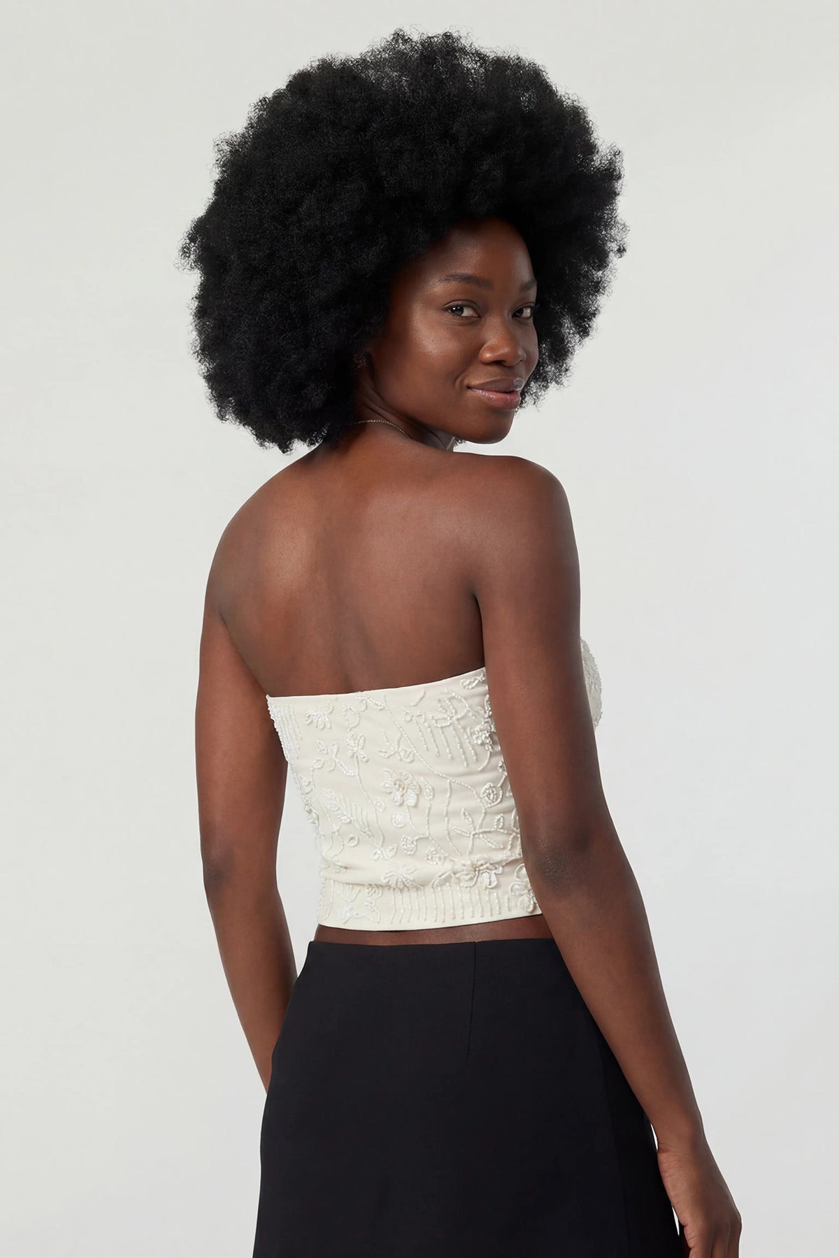 Alt View 2. Beaded Tube Top - Cream