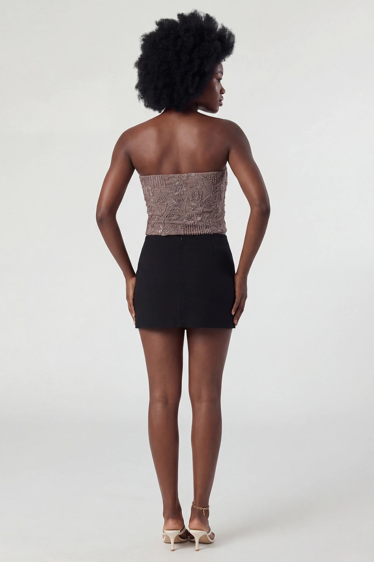 Alt View 3. Beaded Tube Top - Brown