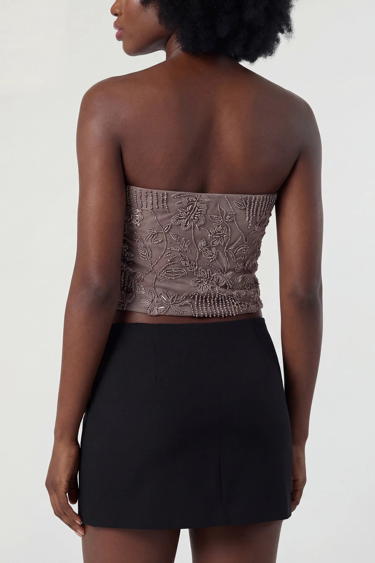 Alt View 2. Beaded Tube Top - Brown