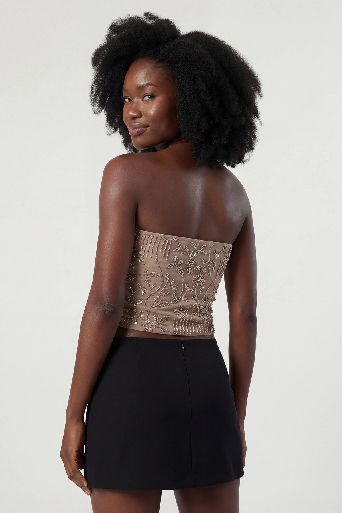 Alt View 2. Beaded Tube Top - Tan