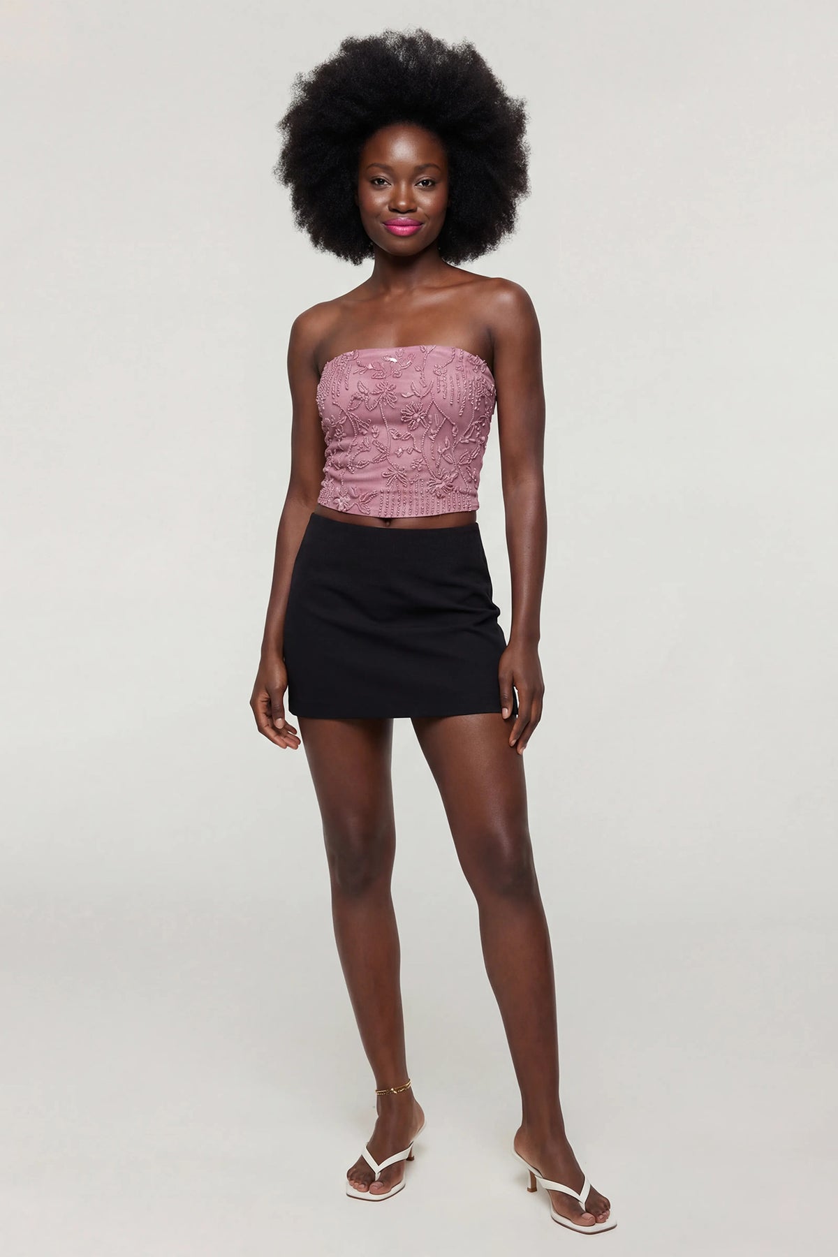 Beaded Tube Top - Dusty Rose