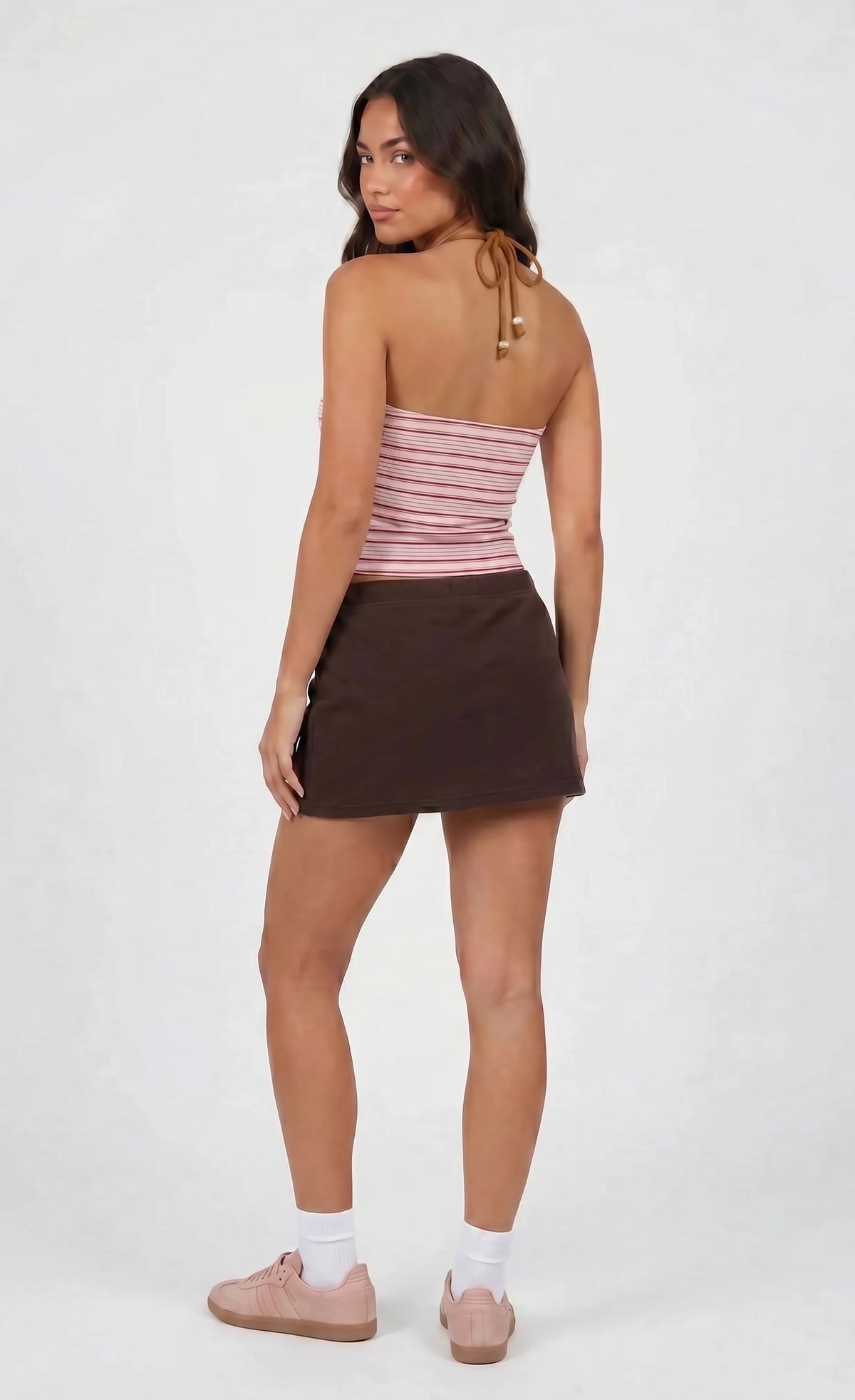 Alt View 2. Beaded Straps Halter Top - Brown