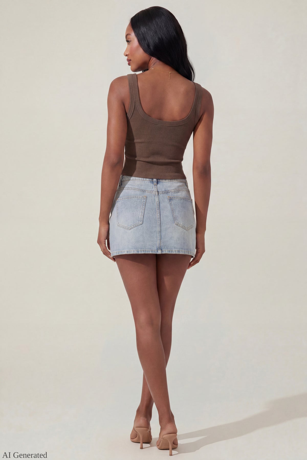 Alt View 3. Teardrop Beaded Tank - Medium Brown