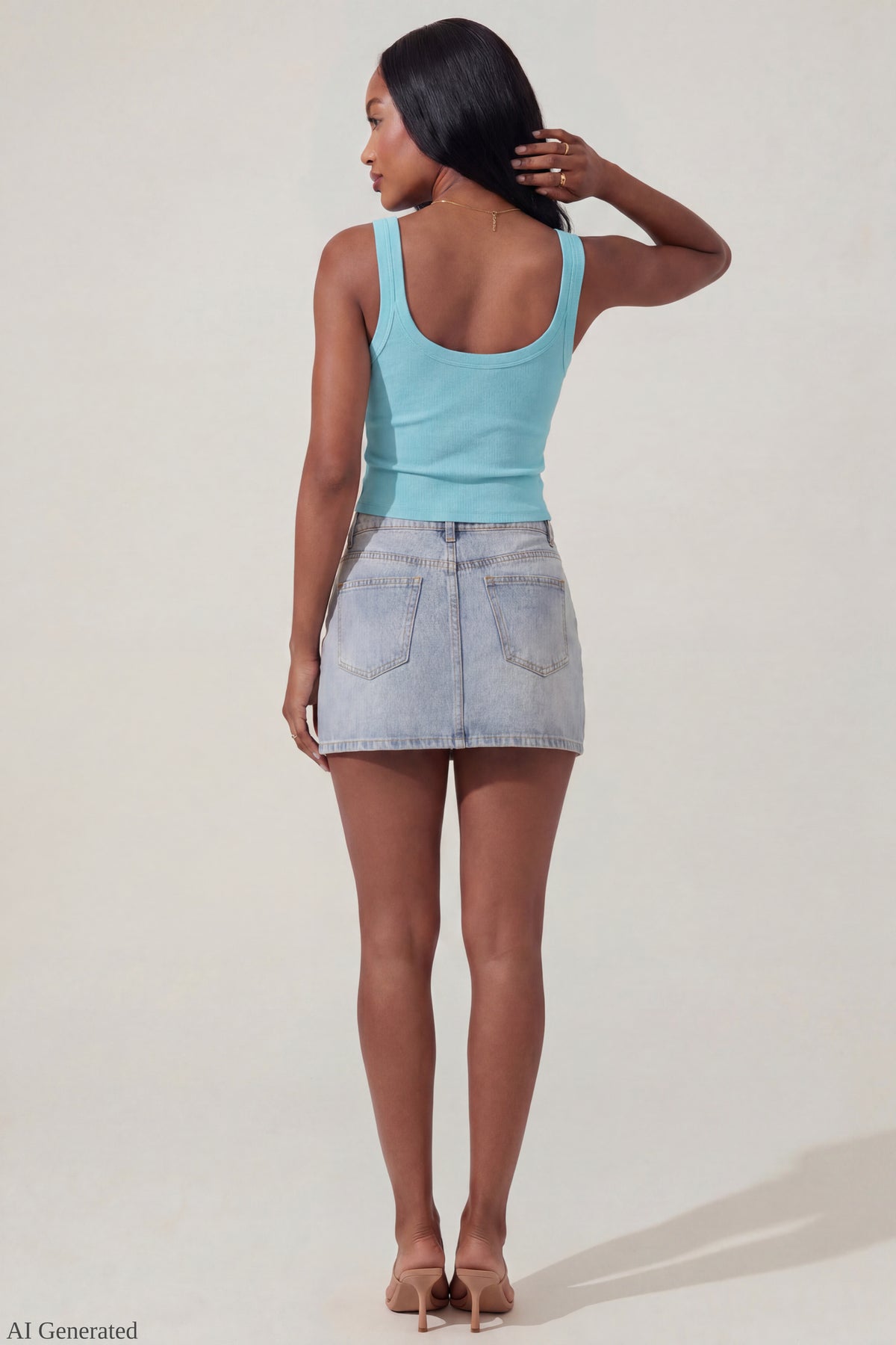 Alt View 3. Teardrop Beaded Tank - Aqua