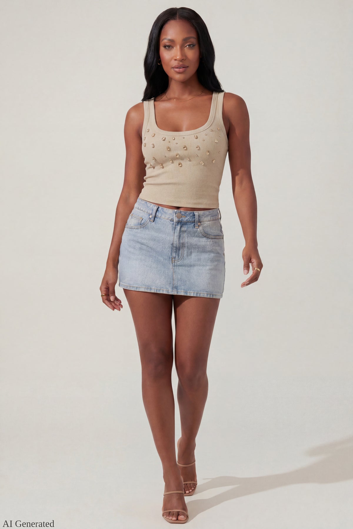 Alt View 2. Teardrop Beaded Tank - Mushroom