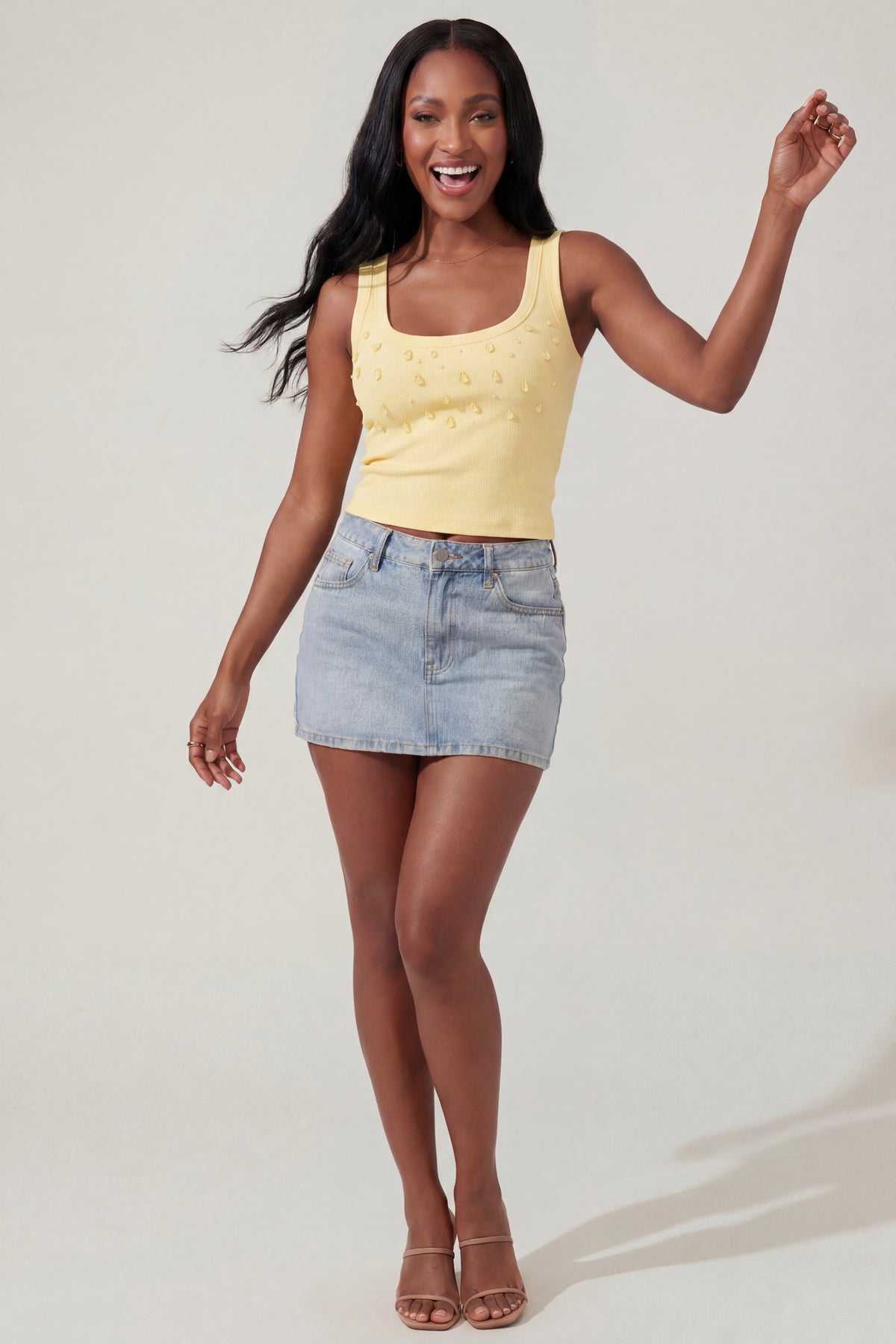 Alt View 2. Teardrop Beaded Tank - Yellow