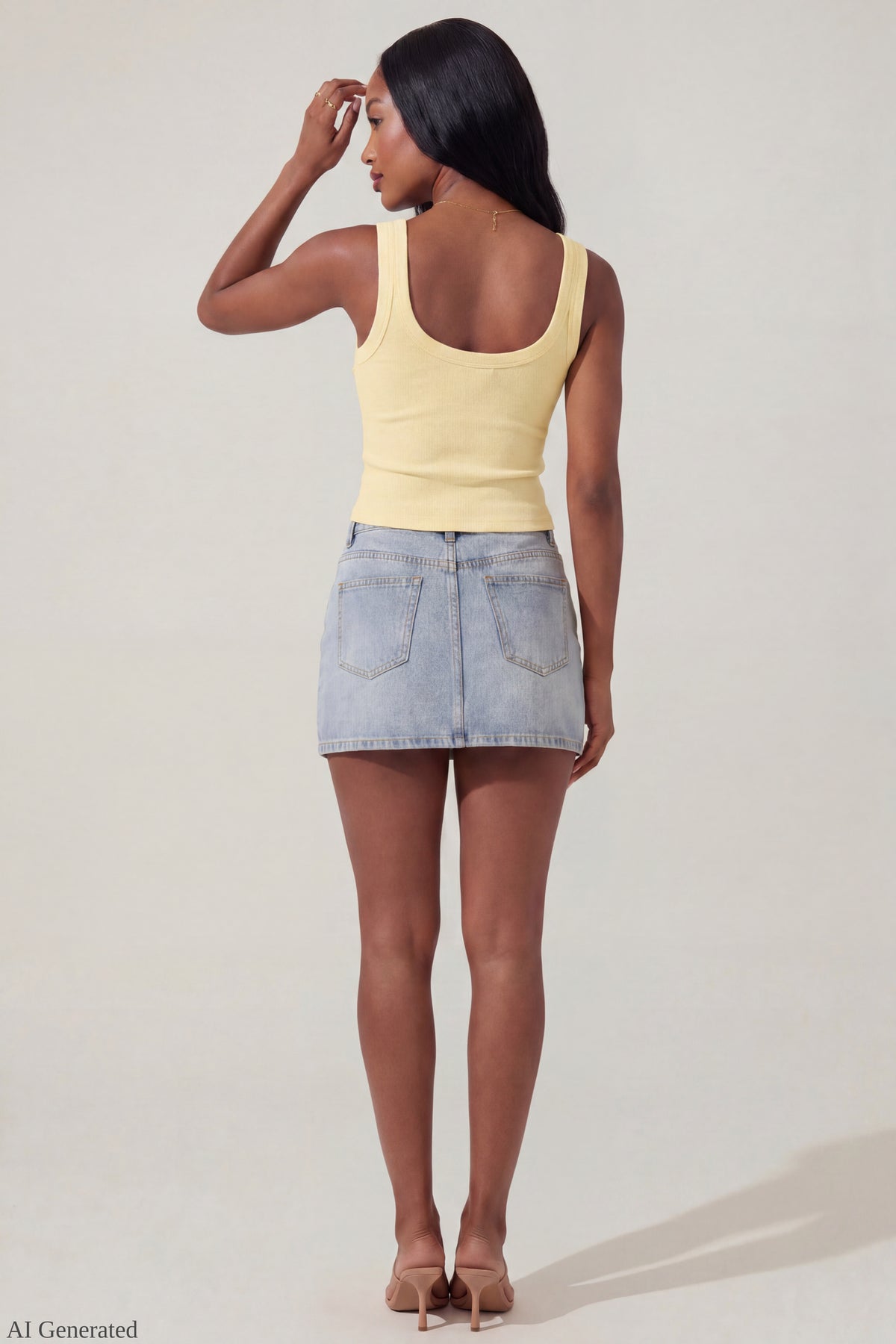 Alt View 3. Teardrop Beaded Tank - Yellow