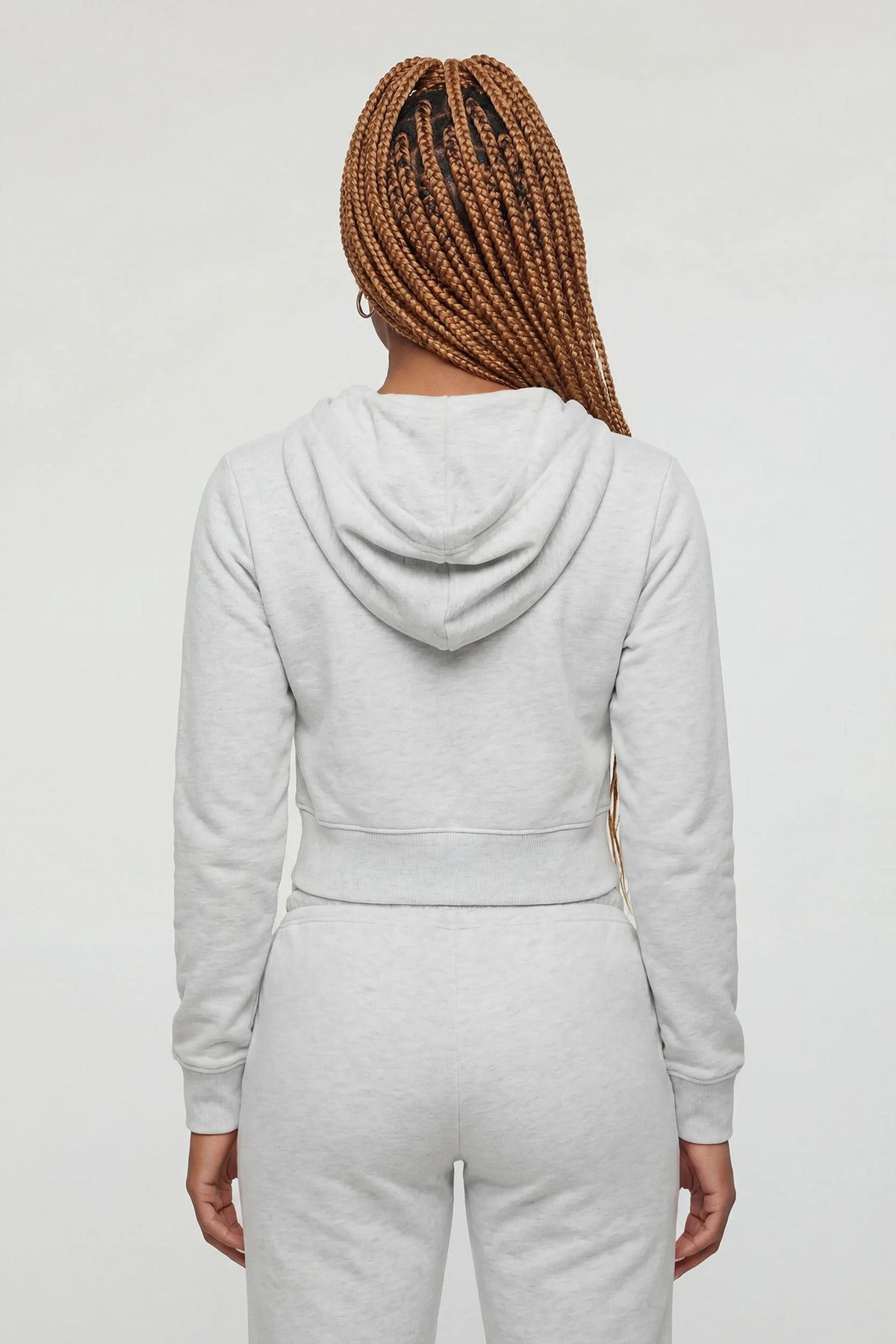 Alt View 2. Graphic Fleece Cropped Zip-Up Hoodie - Heather Grey