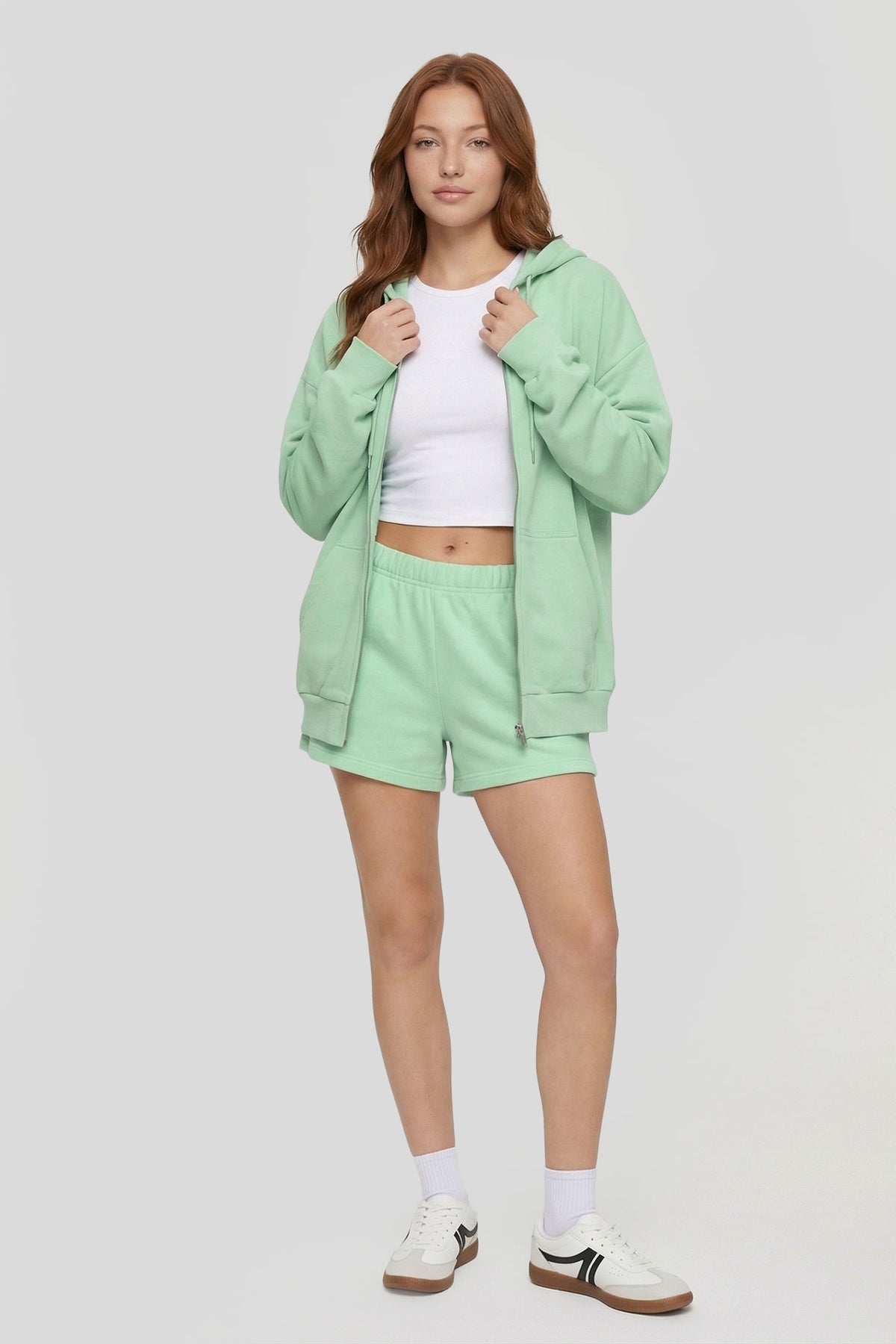 Fleece Zip-Up Hoodie - Sage