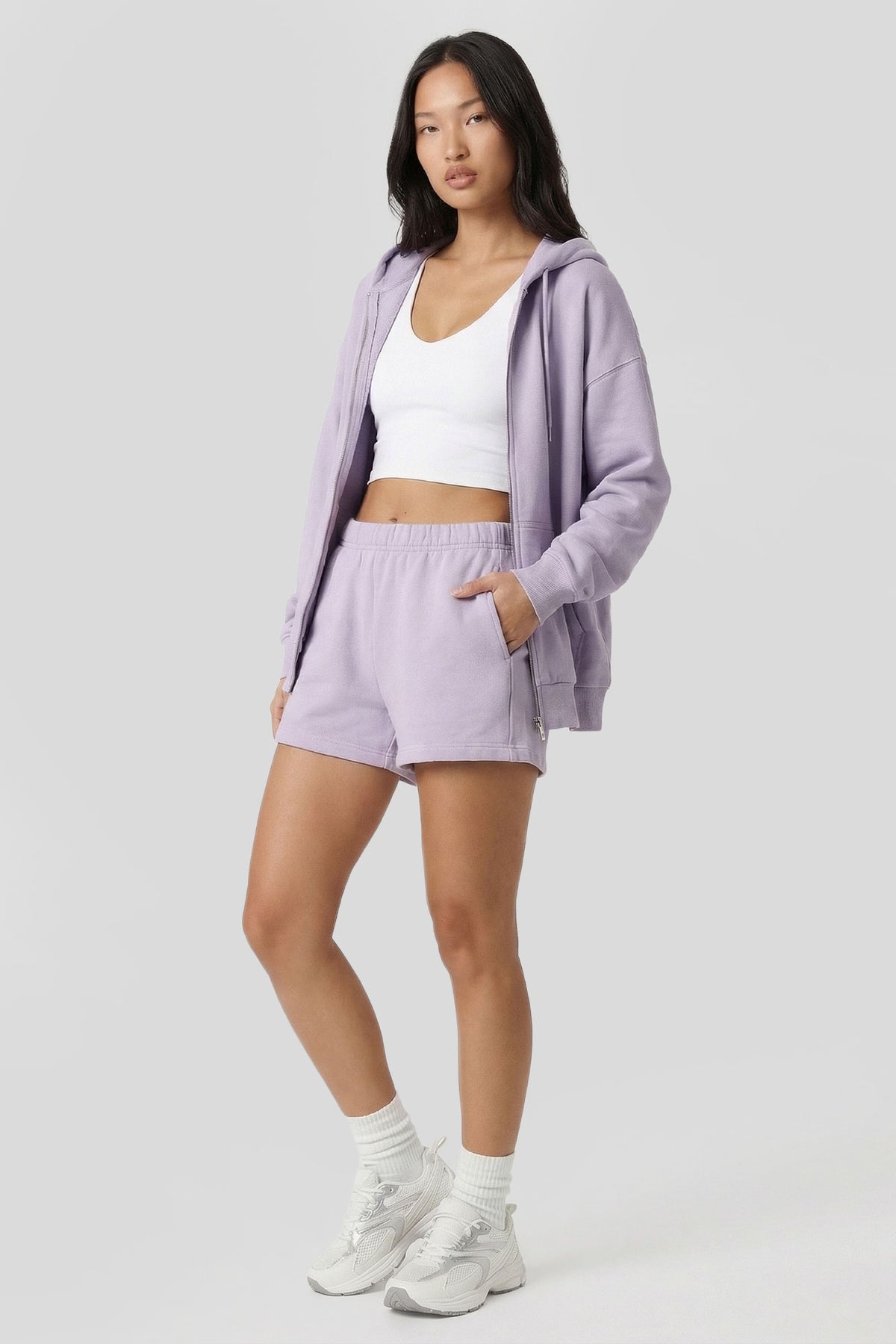 Alt View 3. Fleece Zip-Up Hoodie - Lilac
