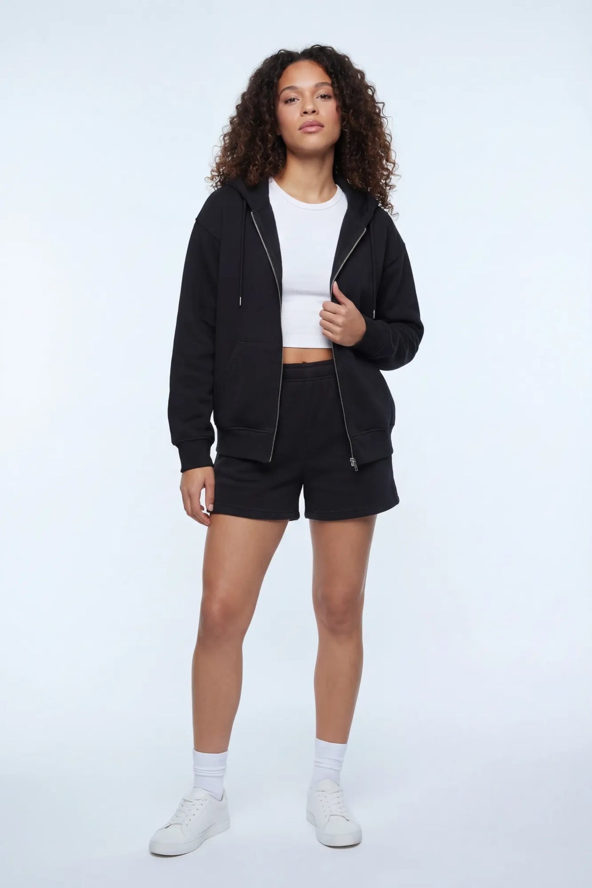 Alt View 2. Fleece Zip-Up Hoodie - Black