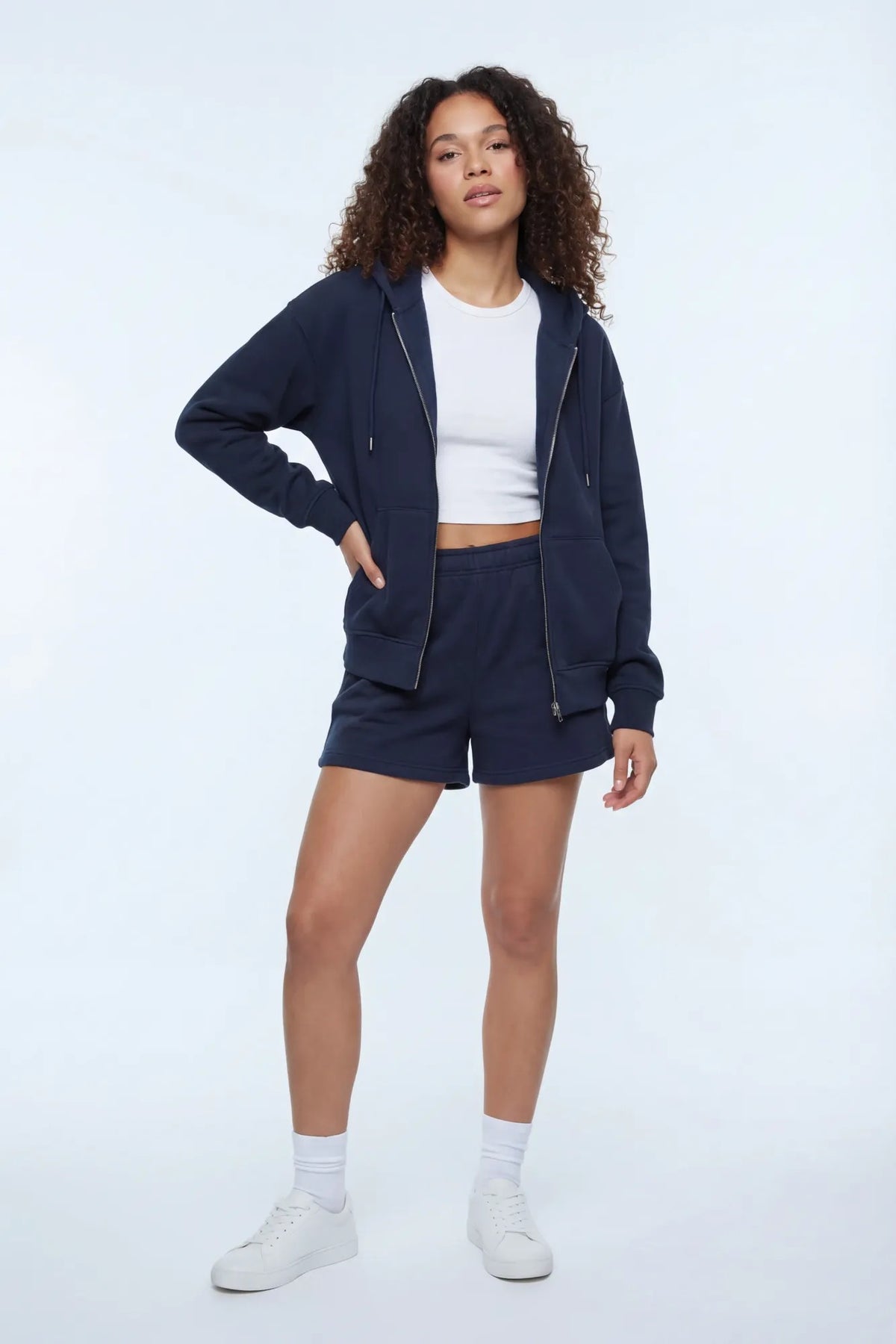 Alt View 3. Fleece Zip-Up Hoodie - Navy
