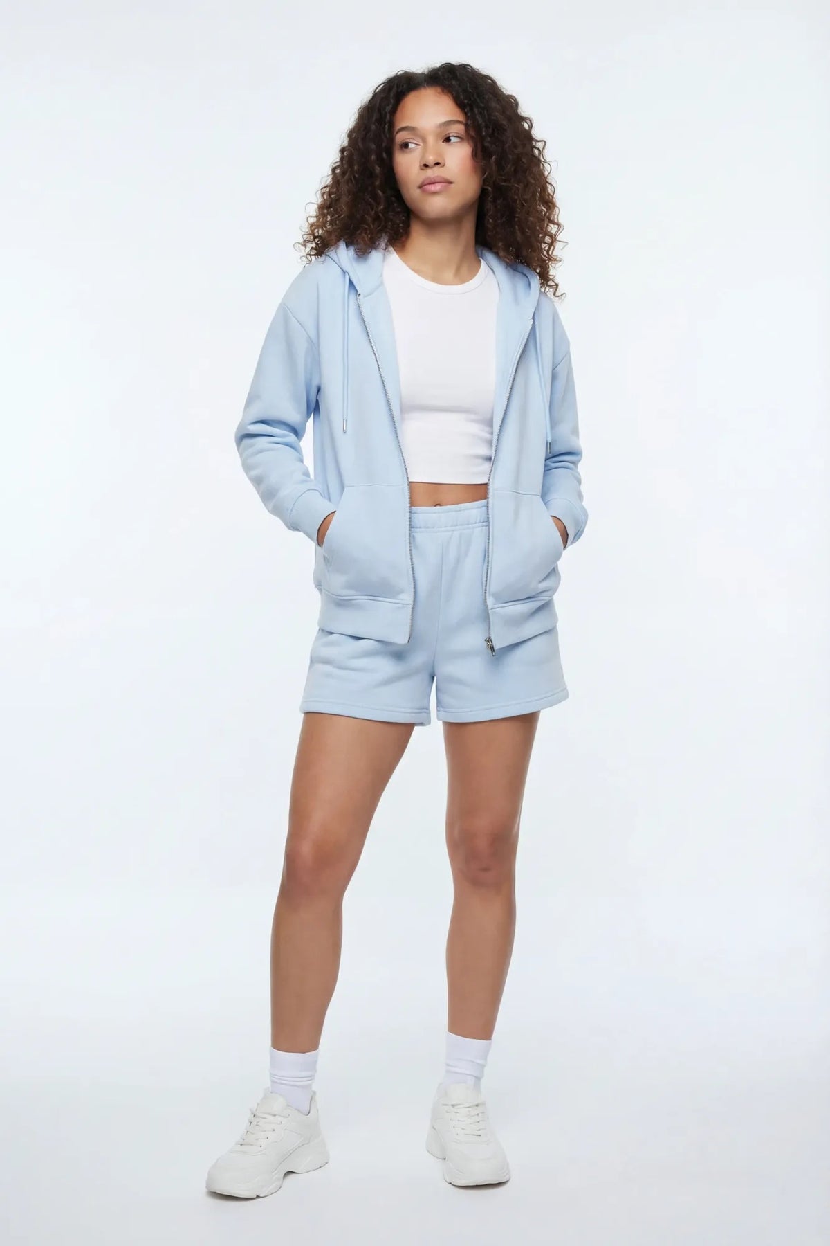 Alt View 3. Fleece Zip-Up Hoodie - Baby Blue