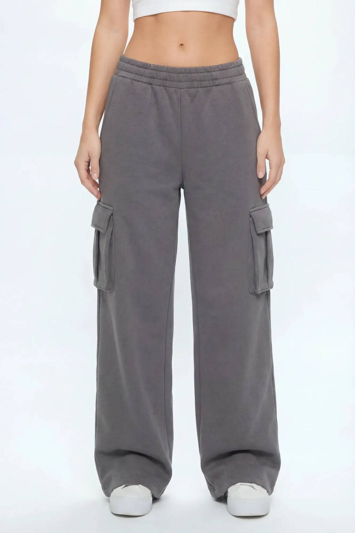 Alt View 3. Oversized Wide Leg Cargo Sweatpant - Charcoal