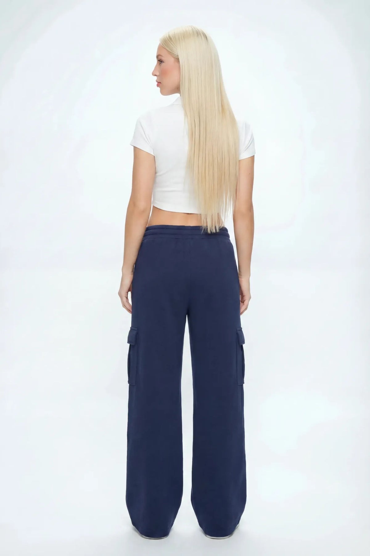Alt View 2. Oversized Wide Leg Cargo Sweatpant - Navy