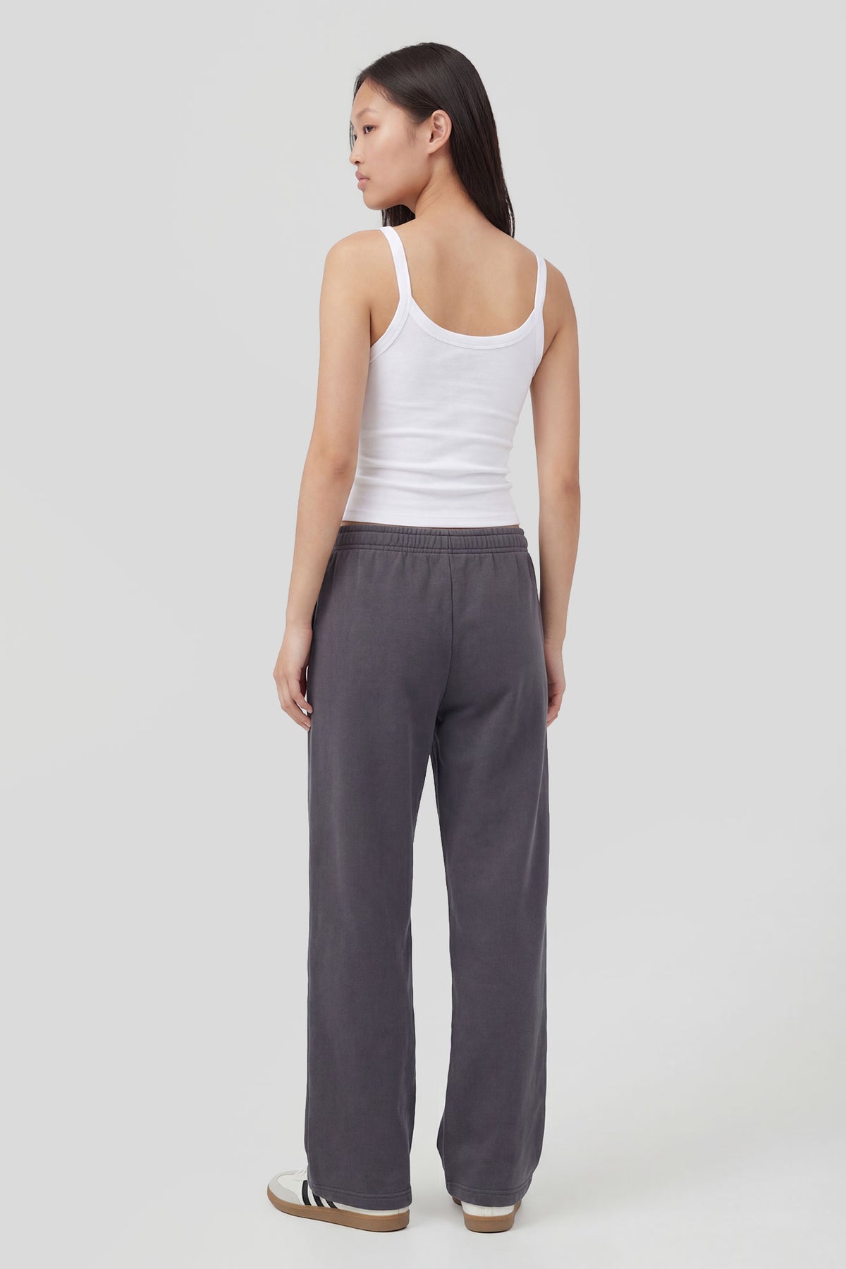 Alt View 2. Fleece Wide Leg Sweatpant - Charcoal