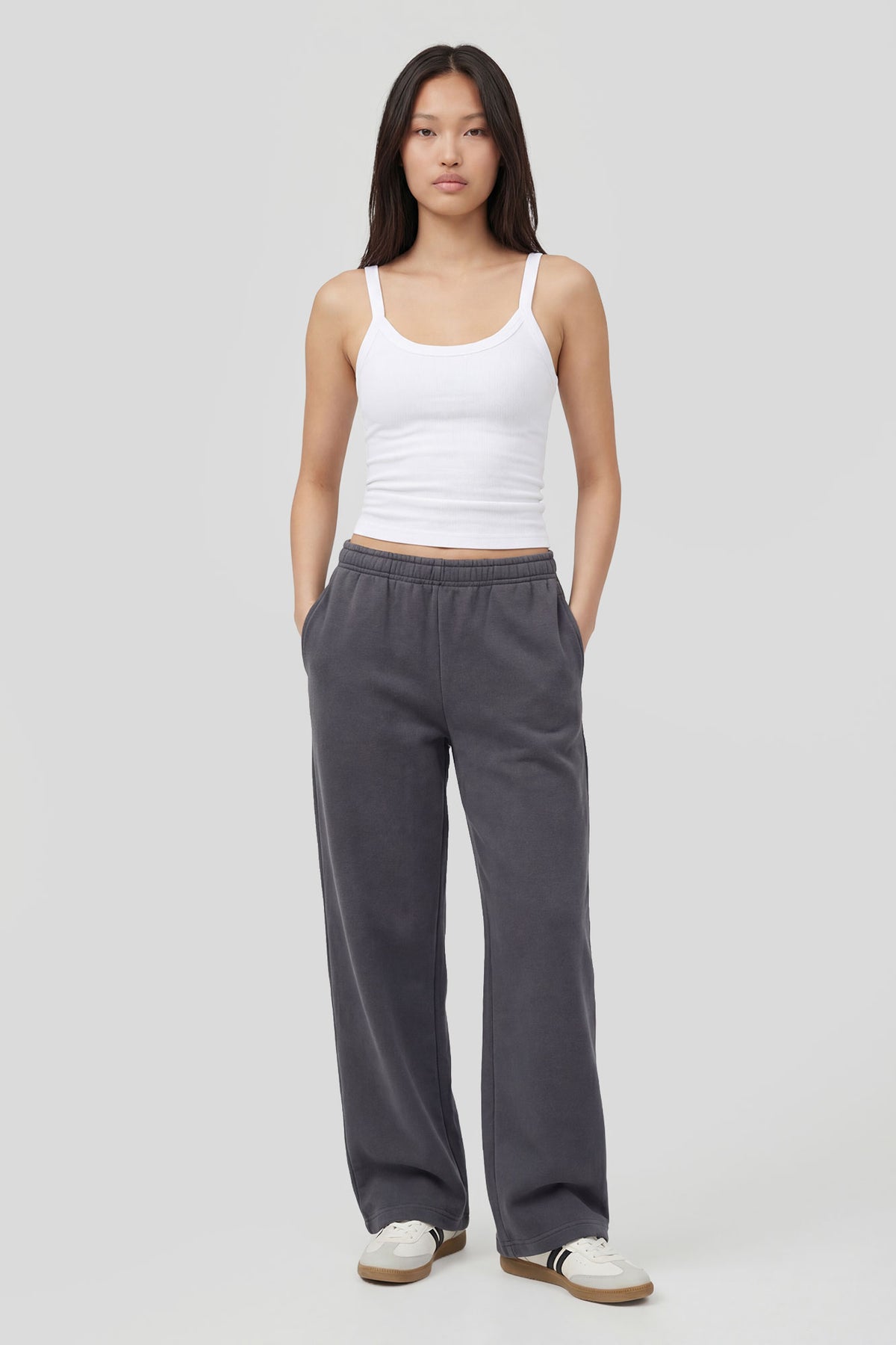 Fleece Wide Leg Sweatpant - Charcoal